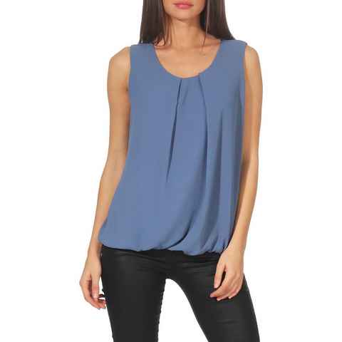 malito more than fashion Chiffonbluse 6879 Blusentop mit Rundhals-Ausschnitt