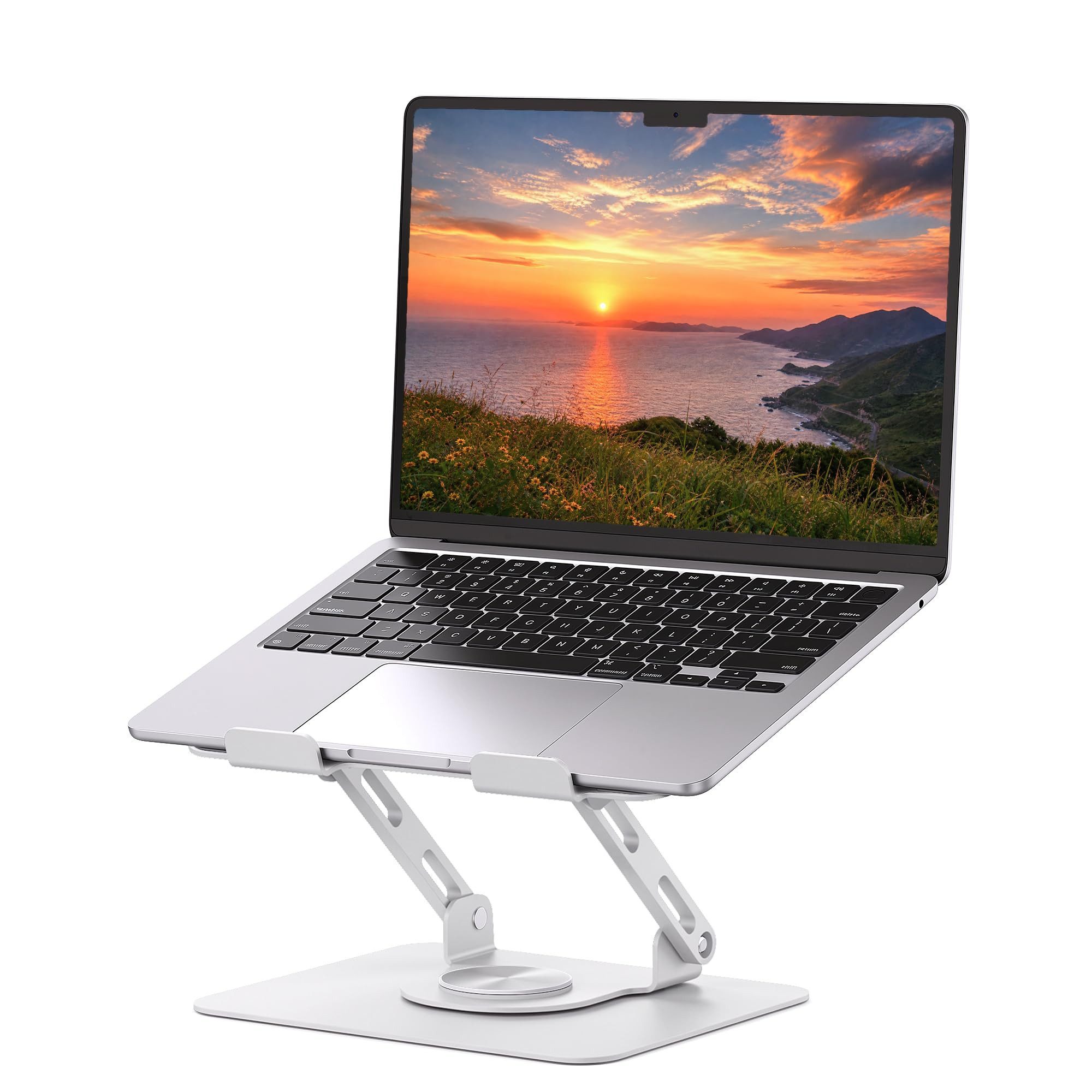 MOPUEA Laptop-Ständer Schwenkbarer Laptop-Ständer für den Schreibtisch 360° drehbarer Basis, (1-tlg., verstellbarer Computer-iPad-Ständer, tragbarer Laptop-Halter für Heimbüro, ergonomische Laptophalterung)