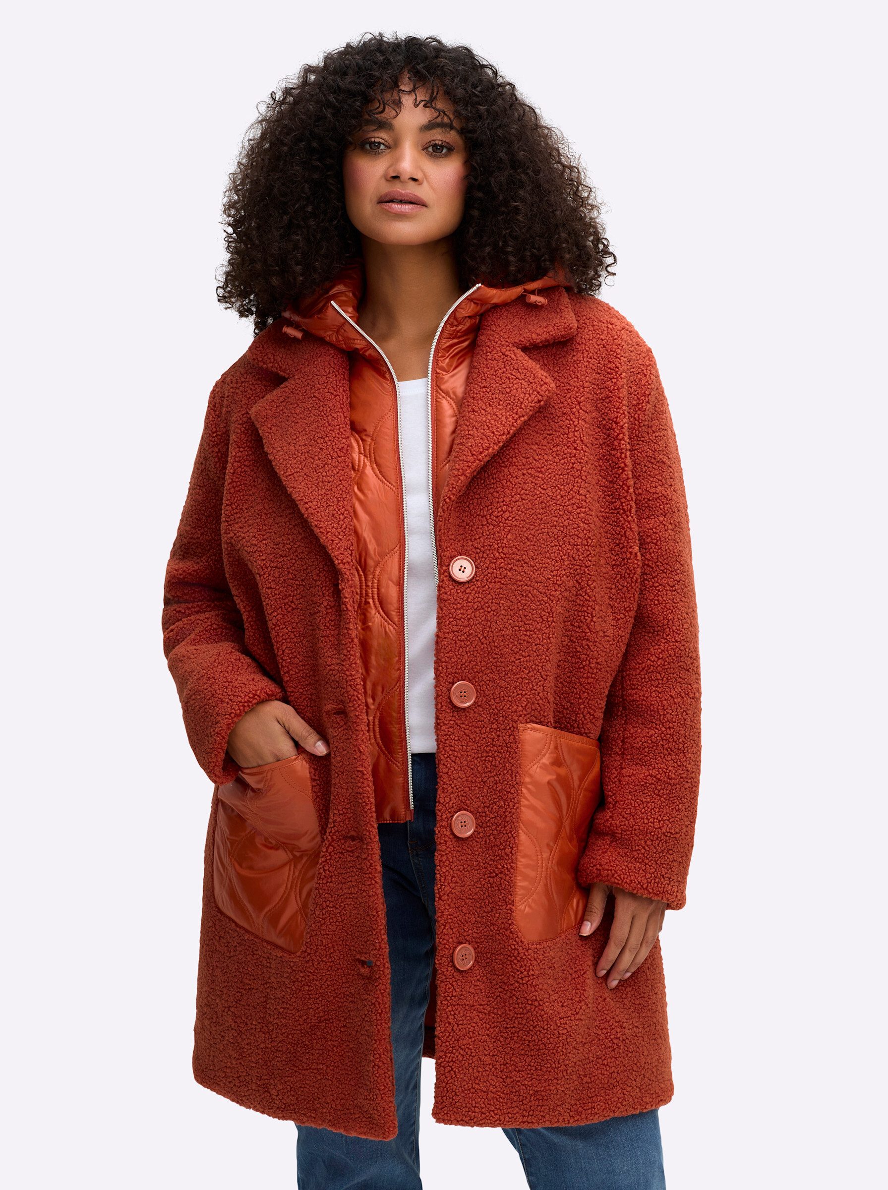 Sheego Langmantel Fleecemantel .