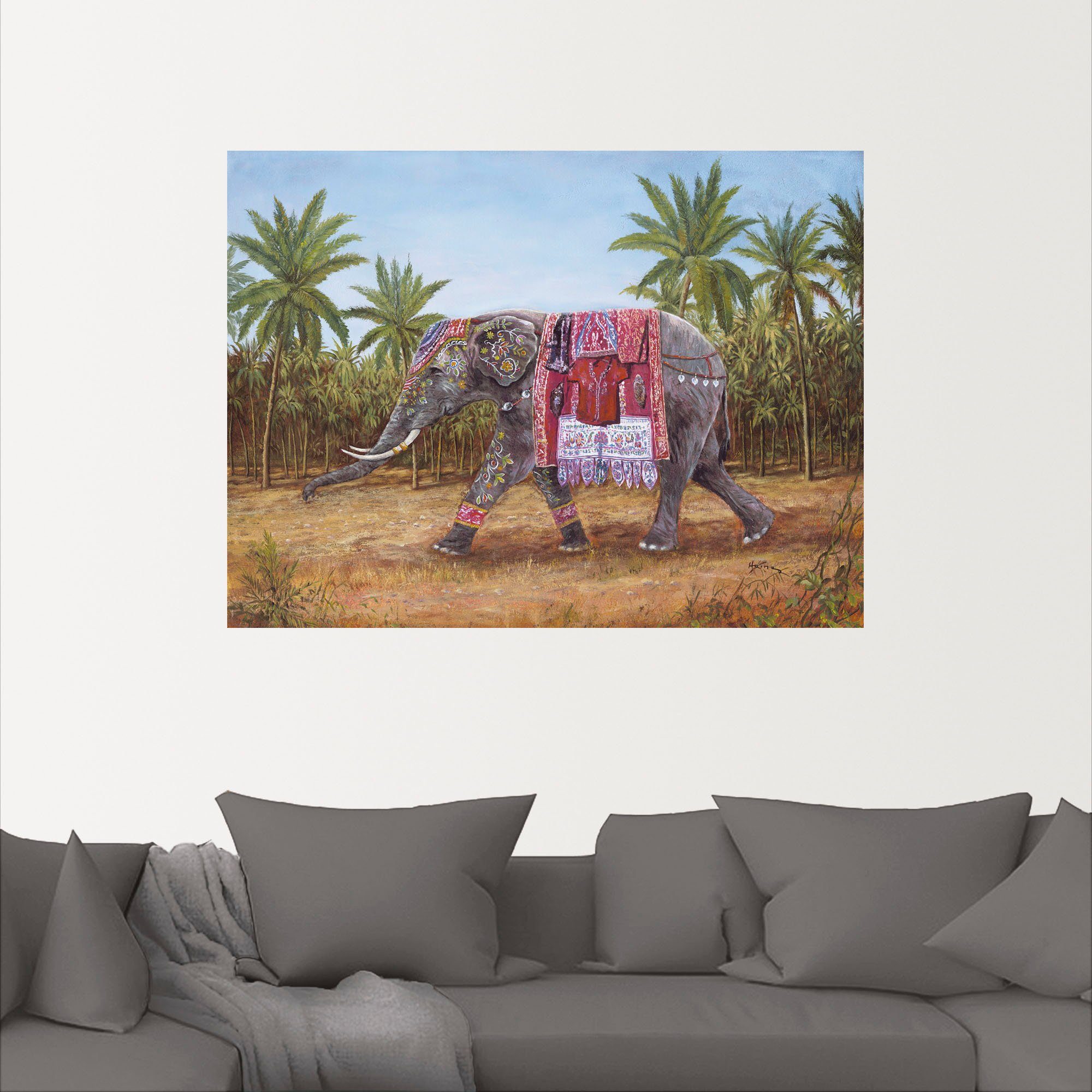 Artland Wandbild Indischer Elefant, Wildtiere Poster Alubild, Wandaufkleber als St), in oder Größen versch. Leinwandbild, (1