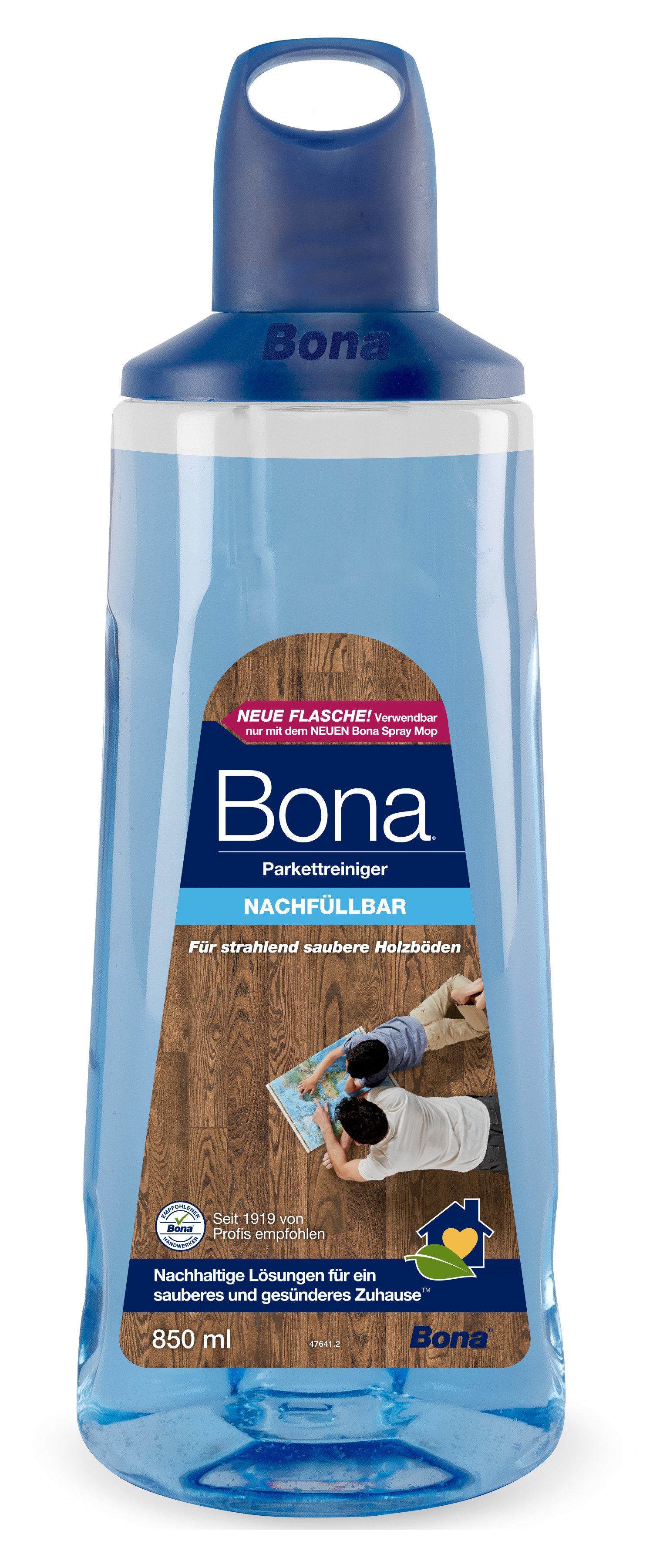 Bona Reiniger für Holzböden, Parkettreiniger 850 ml für Premium Spray Mop Fussbodenreiniger (1-St. für lackierte oder gewachste Parkettböden)