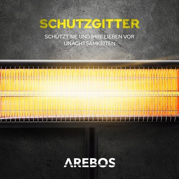 Arebos Heizstrahler Infrarot Heizstrahler 2500 W mit Fernbedienung, mit Stativ, IP20 Schutzklasse