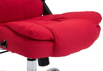 TPFLiving Bürostuhl Toronto mit bequemer Rückenlehne - höhenverstellbar und 360° drehbar (Schreibtischstuhl, Drehstuhl, Chefsessel, Bürostuhl XXL), Gestell: Metall chrom - Sitzfläche: Stoff rot