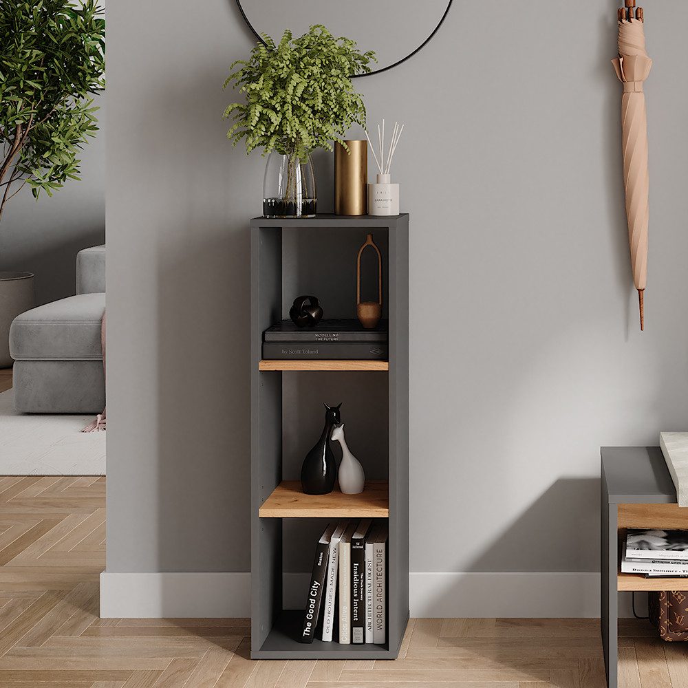 Vicco Bücherregal Orlando, Anthrazit/Goldkraft Eiche, 30 x 90.5 cm, 1-tlg.