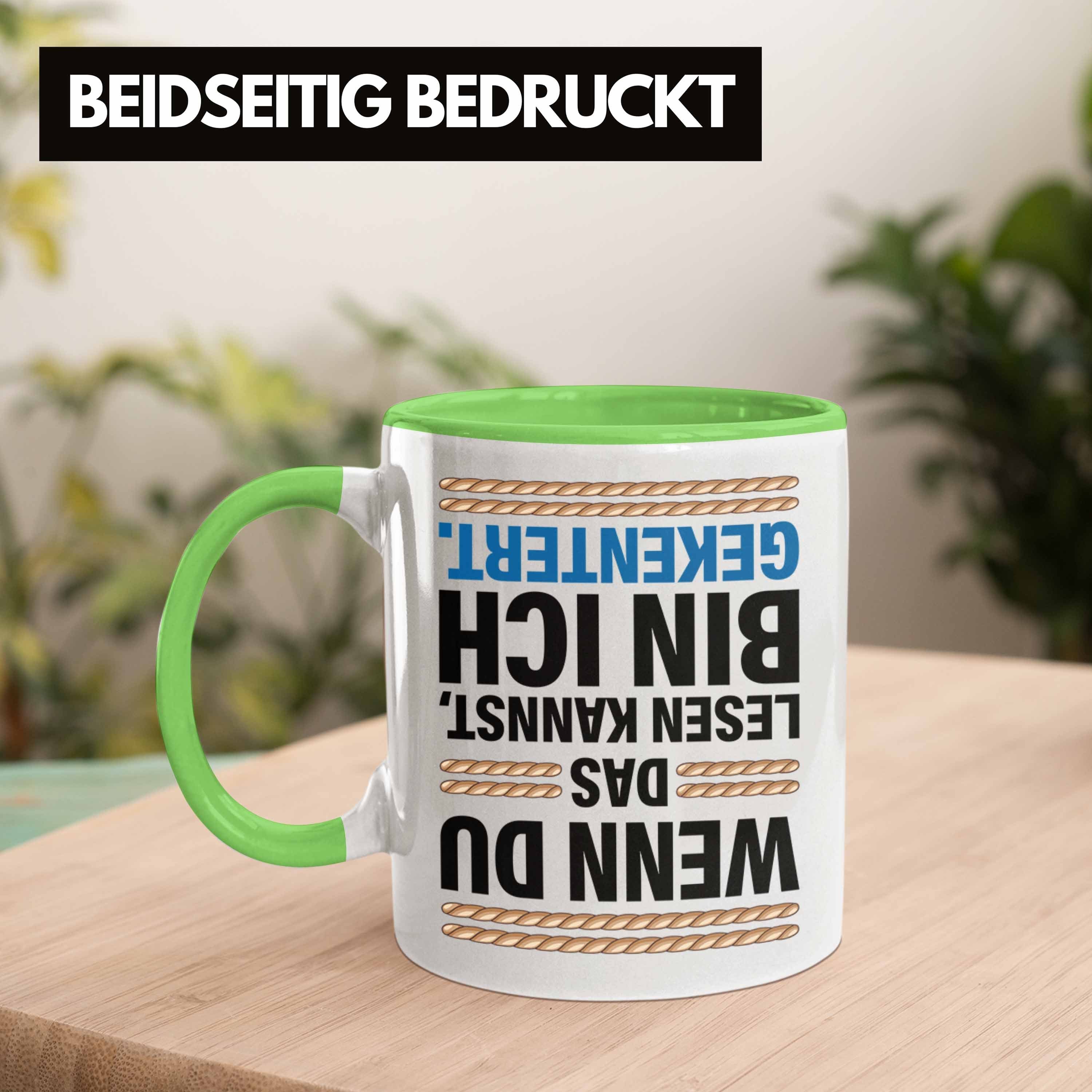 Grün Segler - Spruch als Segelboot Geschenkidee Trendation Gekentert Tasse für Tasse Lustiges Trendation Kaffeetasse Segler mit