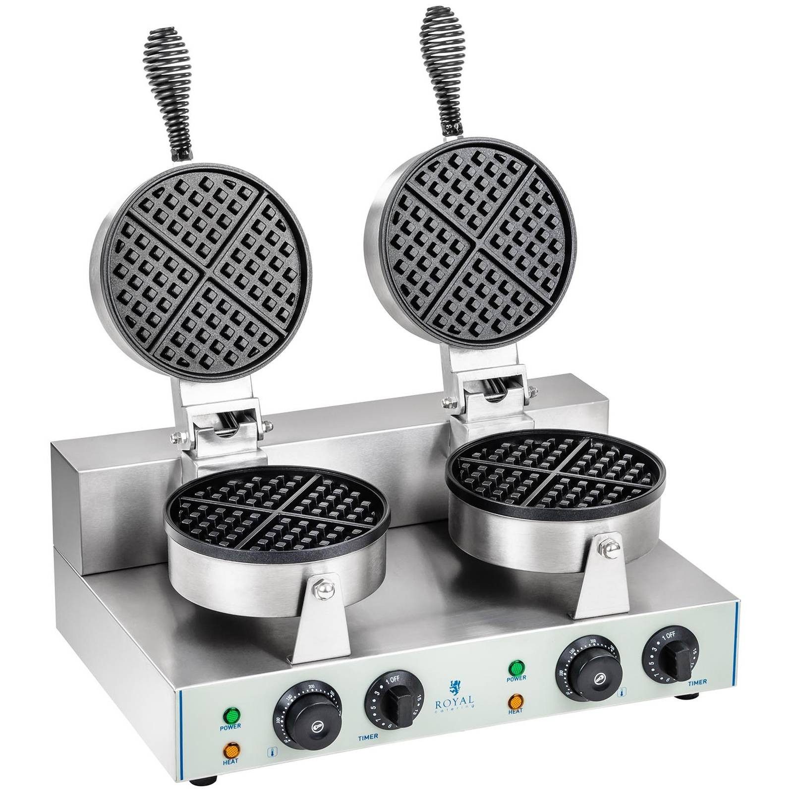 Royal Catering Waffeleisen Doppelwaffeleisen Doppel Waffelautomat Brüsseler Waffel Gastro rund, 2600 W – Bild 4 von 5