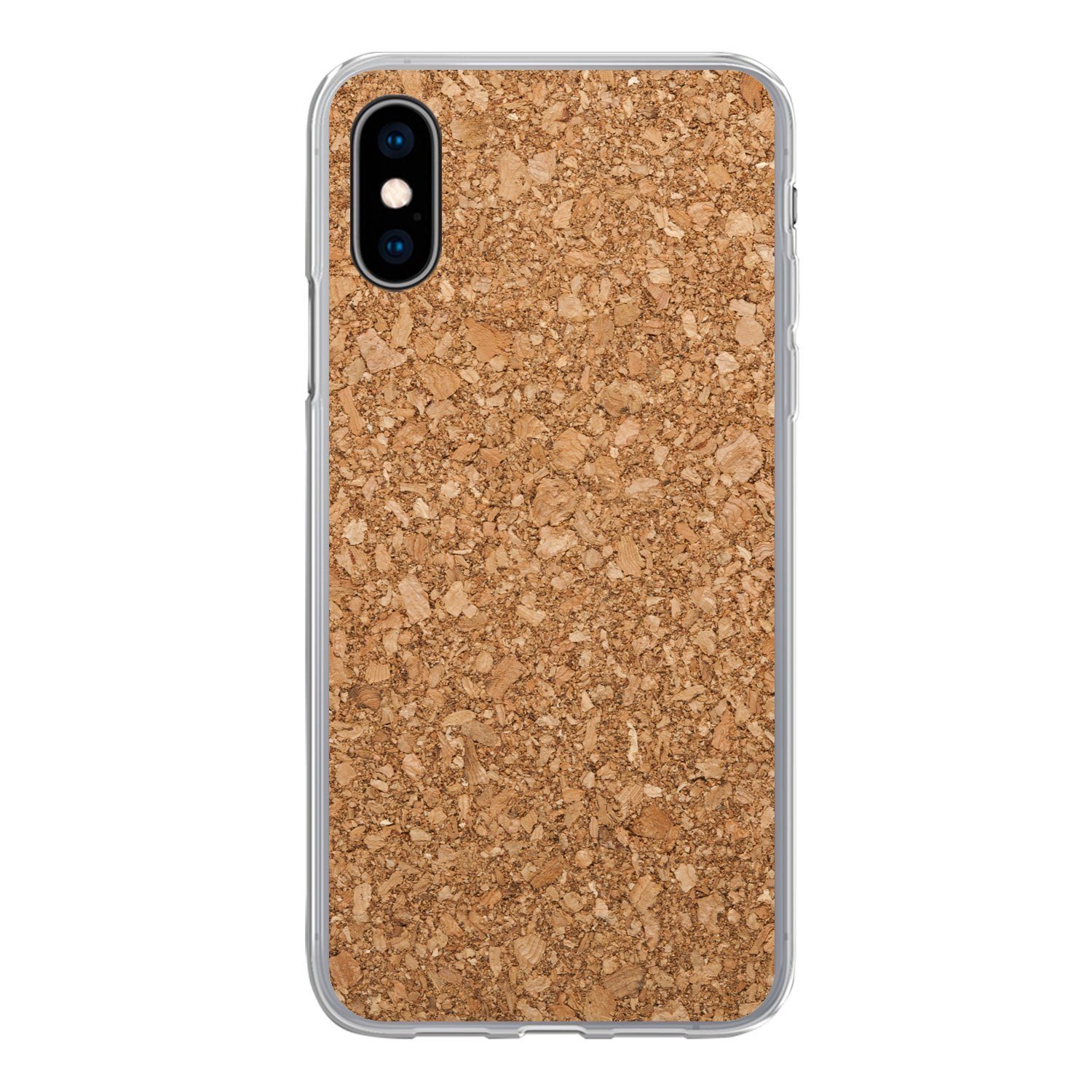 MuchoWow Handyhülle Korkdruck - Muster - Braun, Handyhülle Apple iPhone X/10, Smartphone-Bumper, Print, Handy