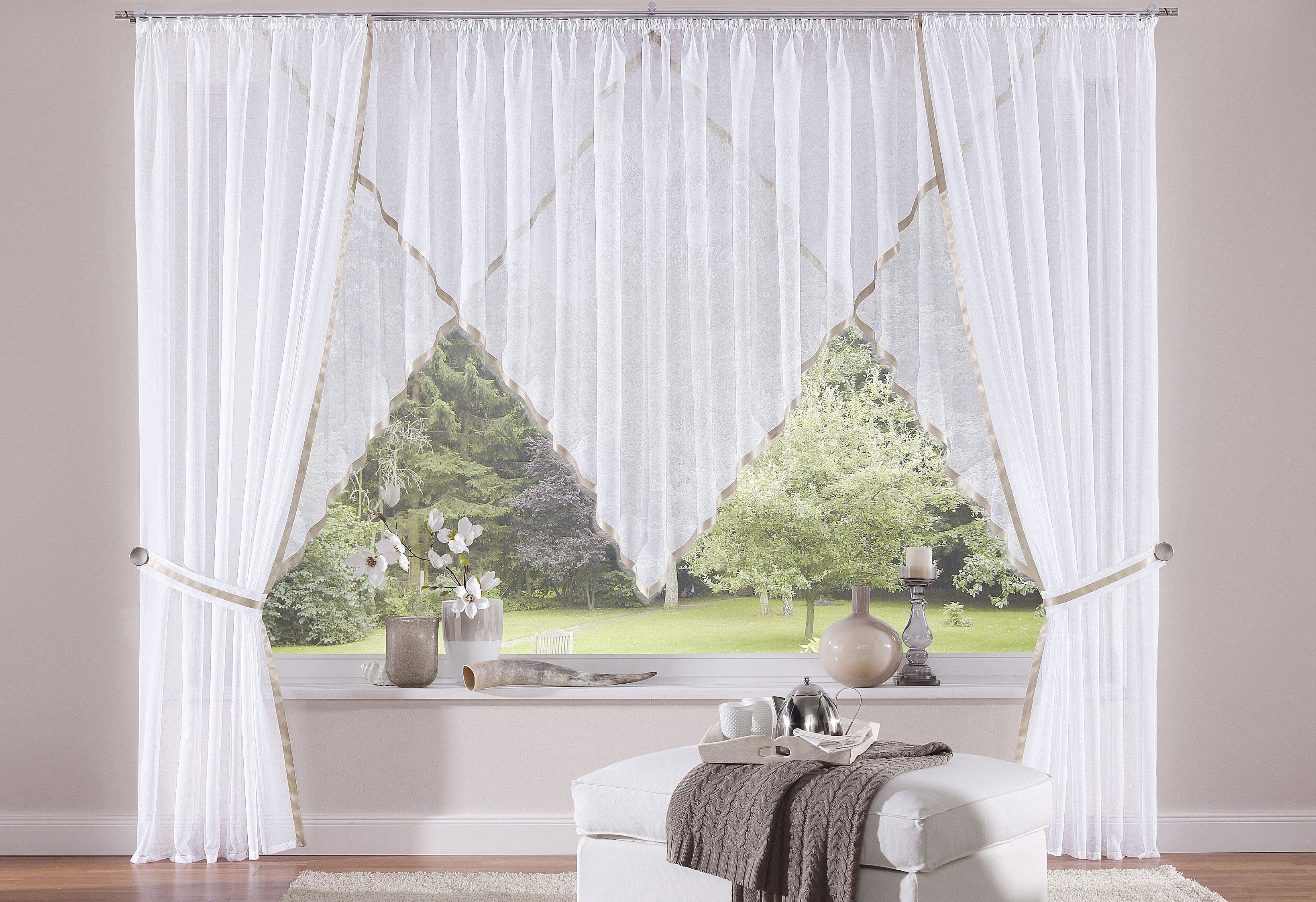 Gardine »Volano«, my home, Kräuselband (2 Stück), Vorhang, Fertiggardine, transparent-HomeTrends