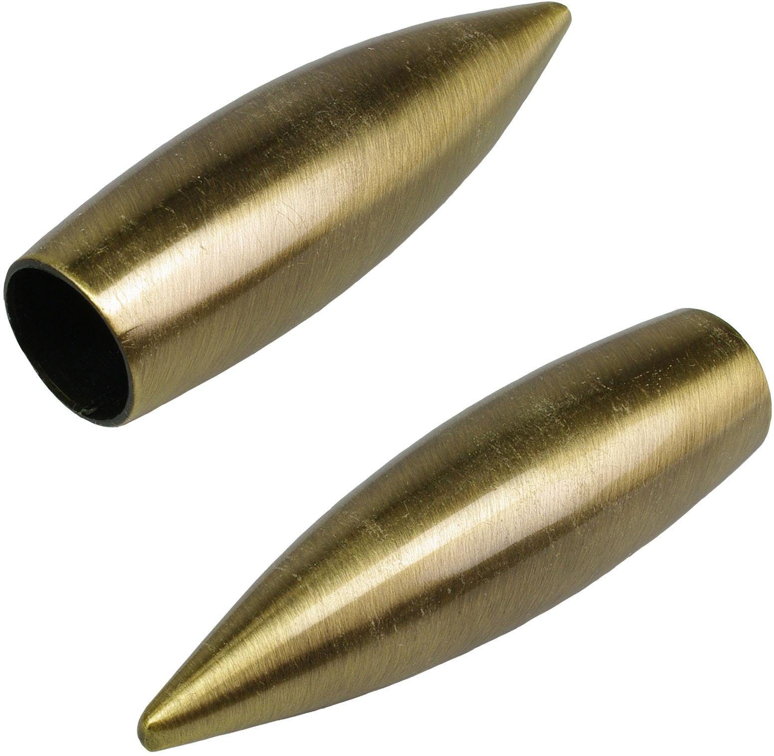 mm Bullet, (Set, für Ø messingfarben/antik Liedeco, 16 Gardinenstangen 2-St), Gardinen, Gardinenstangen-Endstück