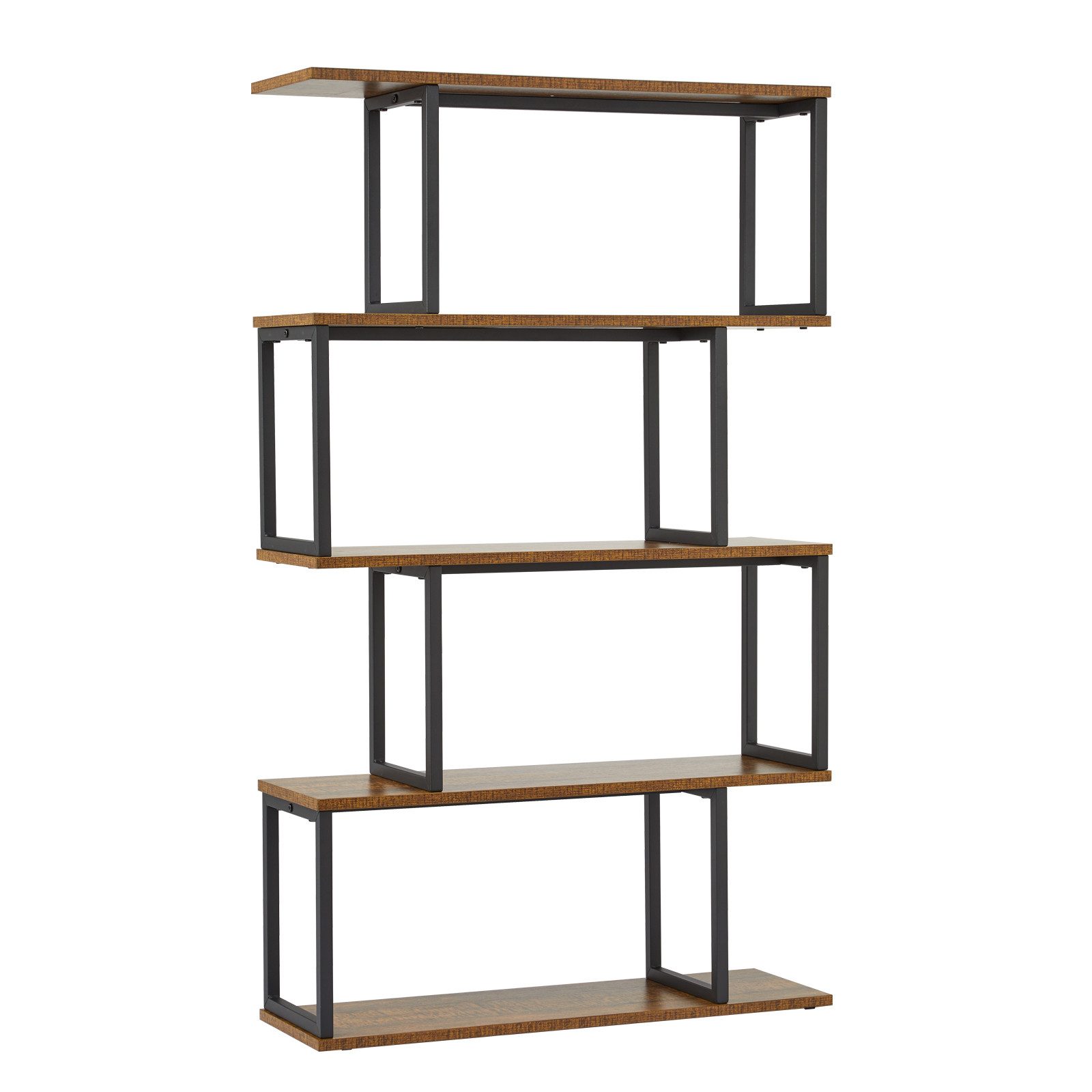 Mondeer Bücherregal Standregal, mit Metallrahmen, 76x24x127.5cm, Braun