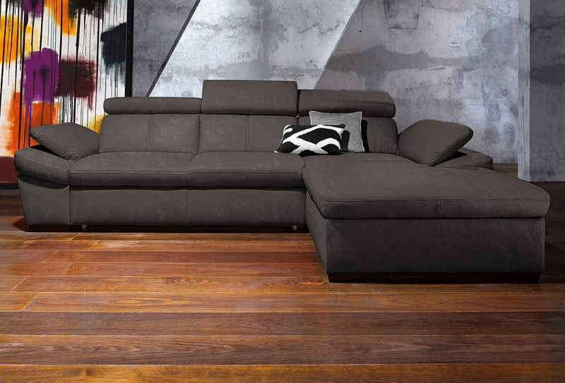 exxpo - sofa fashion Ecksofa, inklusive Kopfteil- und Armteilverstellung, wahlweise mit Bettfunktion