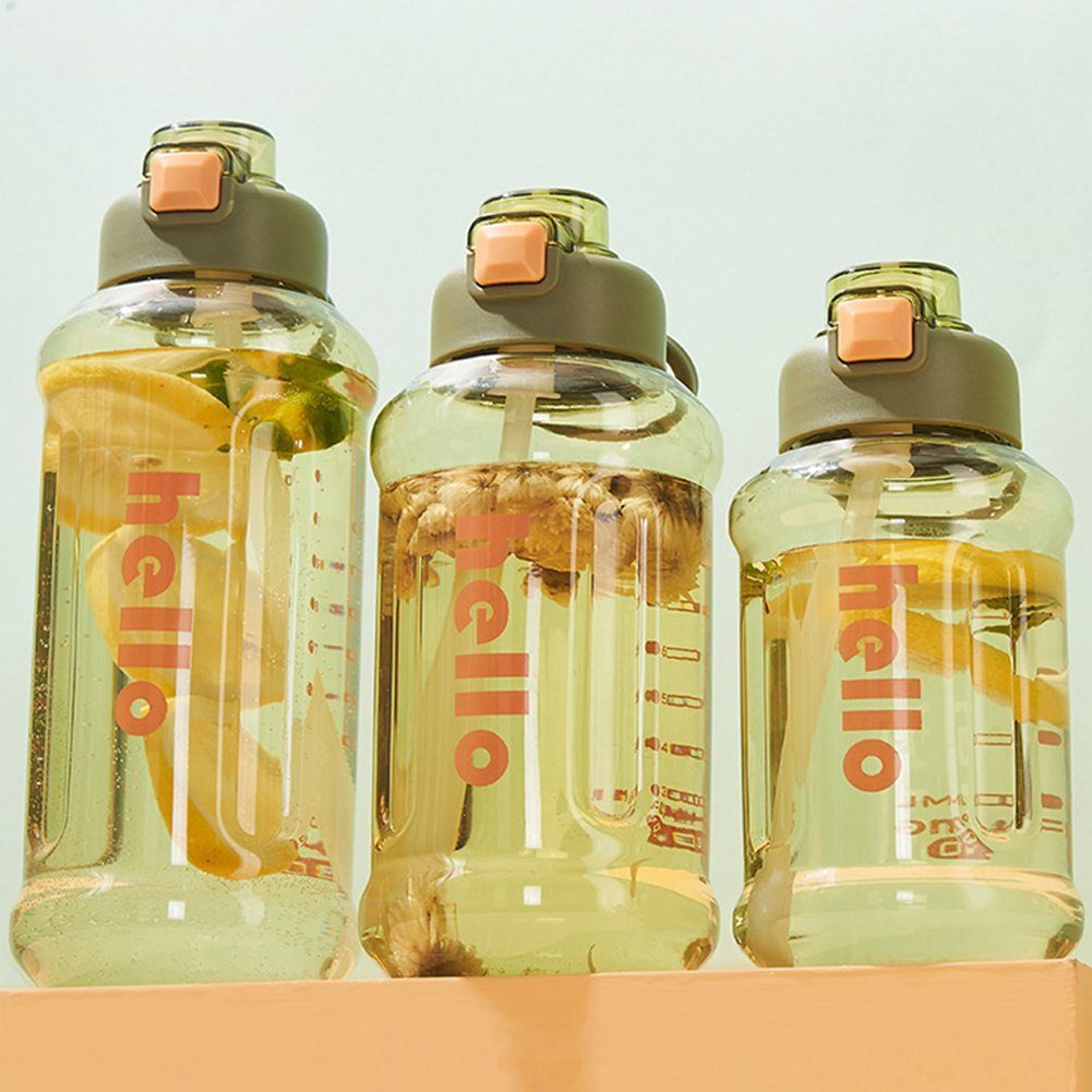 1000ml Blusmart Stroh-Wasserbecher Trinkflasche Versiegelter, Kapazität, Mit Tragbarer Trinkflasche Griff, yellow Hoher