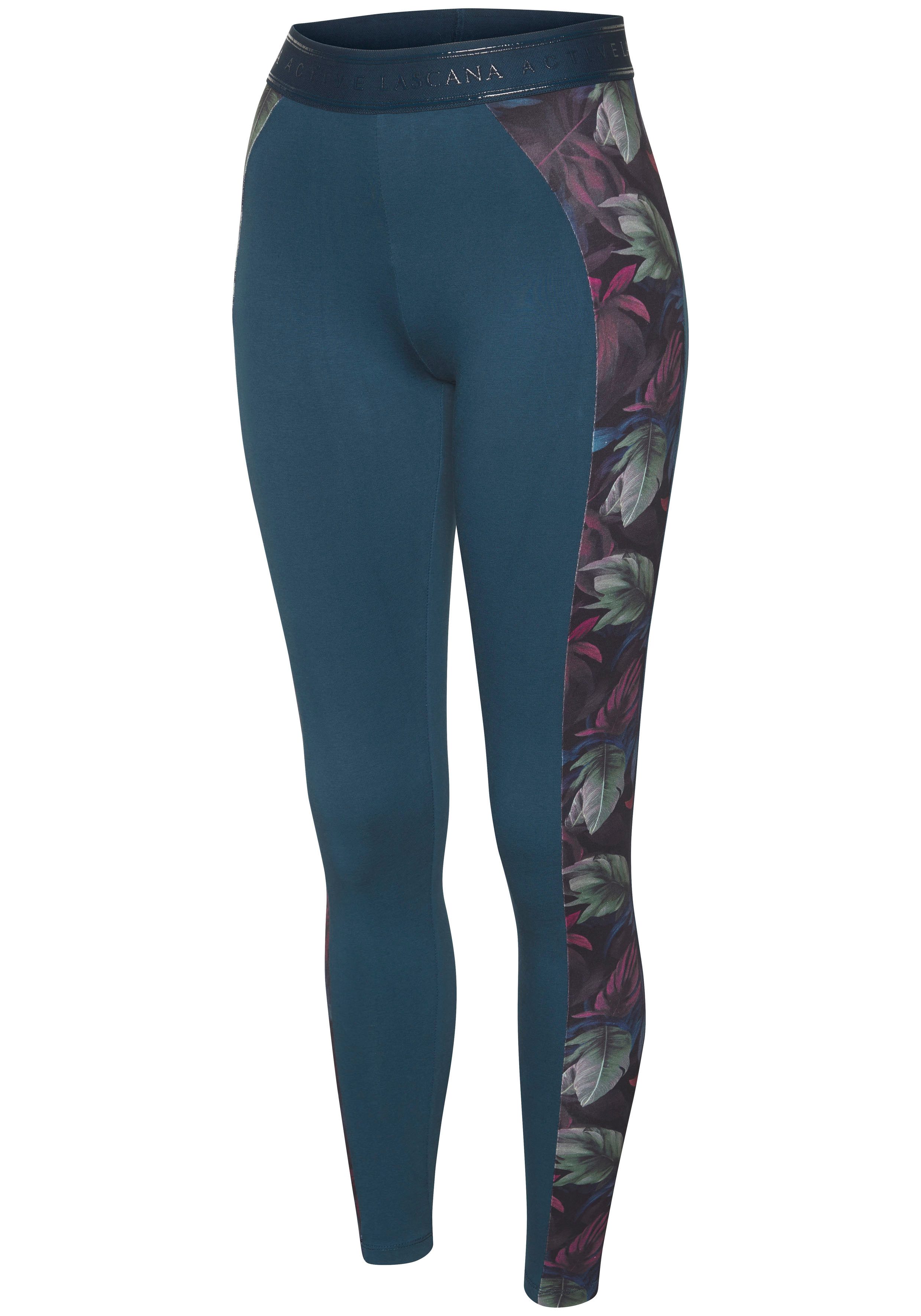 LASCANA ACTIVE Leggings mit seitlichen floralen Einsätzen