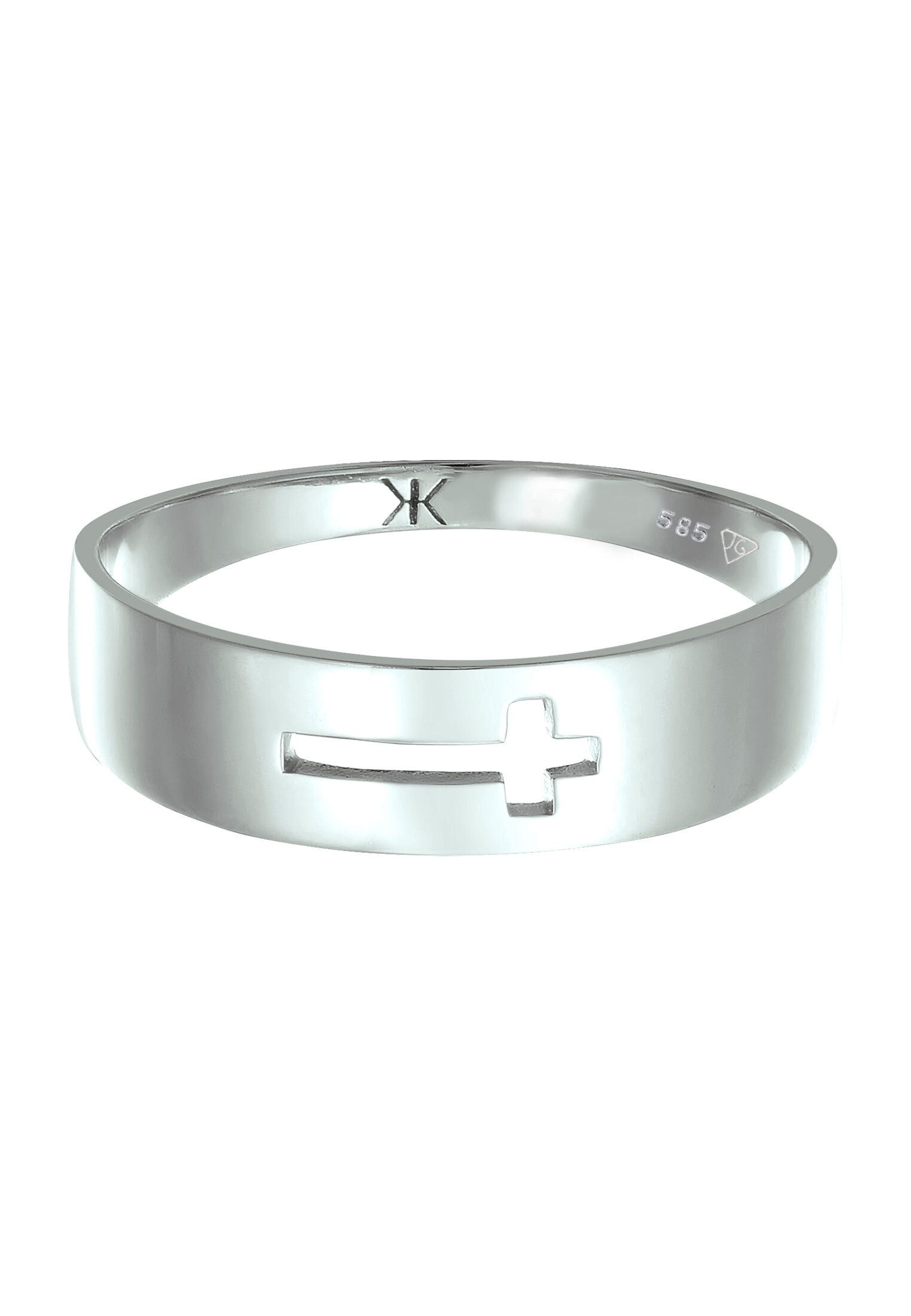 Kuzzoi Silberring Kreuz Basic 585 Weißgold günstig online kaufen