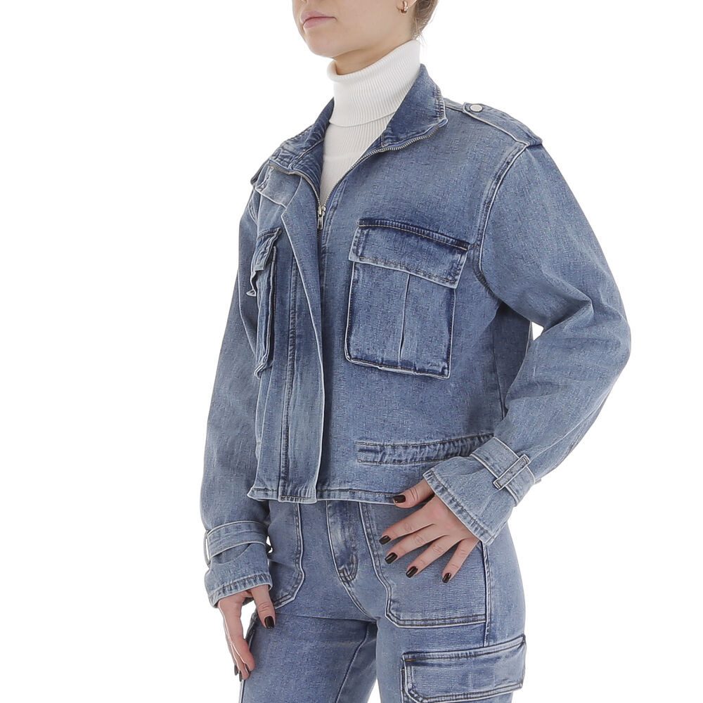Ital-Design Jeansjacke Stylische Denim-Jacke für vielseitige Looks (89231304) Used-Look Jeansjacke in Blau