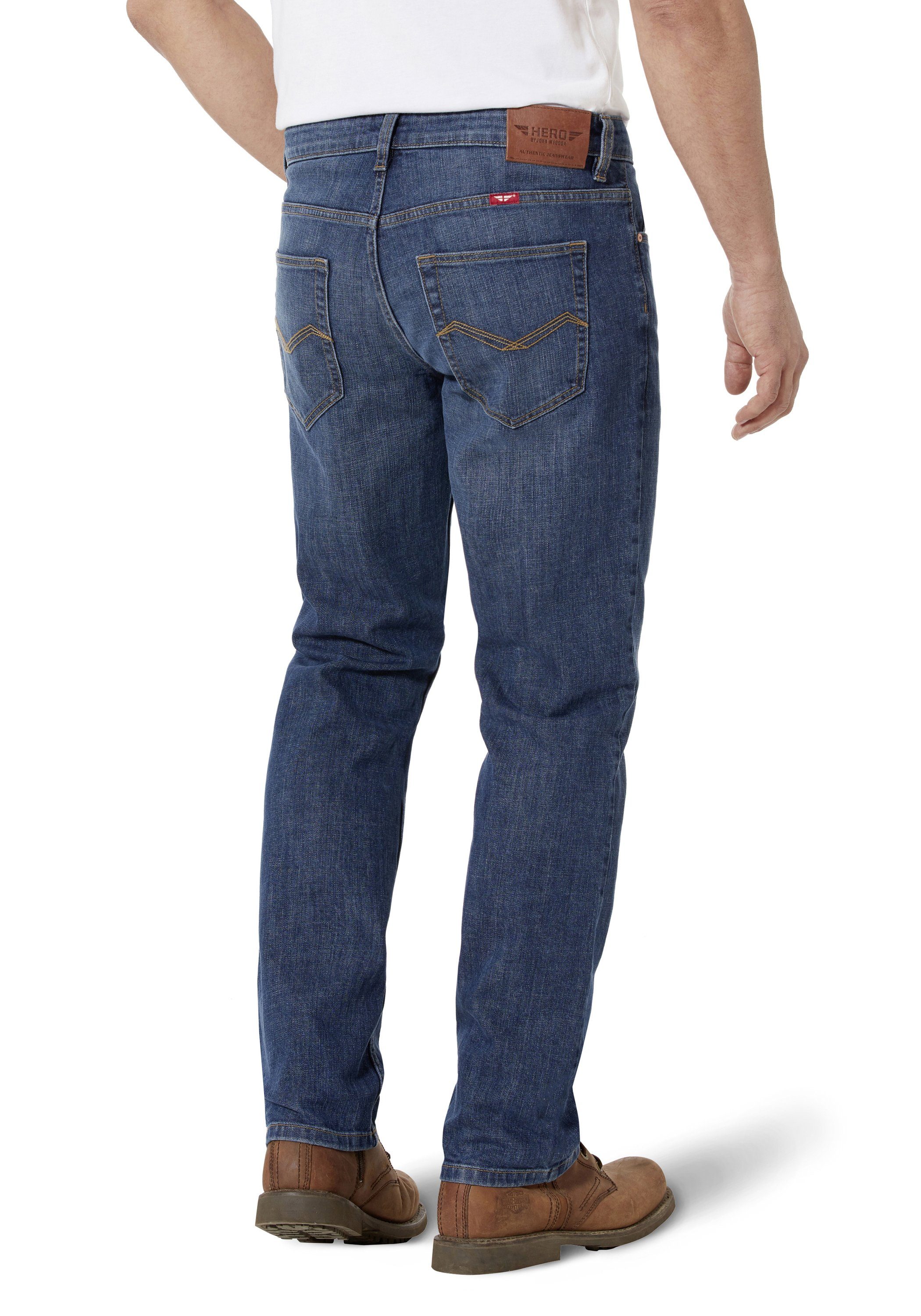 5-Pocket-Jeans John midblue Straight Denver Medoox HERO Stretch used by Regular