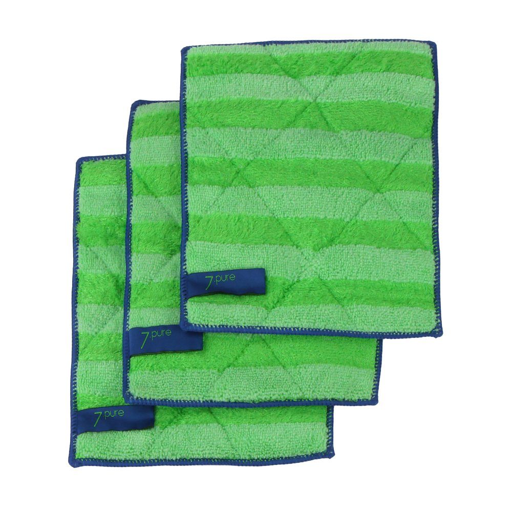 (3 Putzlappen) x 25 20 Grün Putzlappen & 3 Stück, 7pure cm, Bambus Putztücher, Spültuch