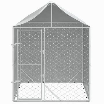 vidaXL Hundezwinger Outdoor-Hundezwinger mit Dach Silber 2x2x2,5 m Verzinkter Stahl