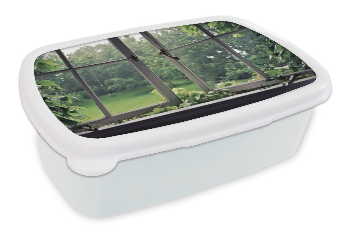 (2-tlg), Erwachsene, und Überwuchertes Lunchbox Brotbox Jungs weiß MuchoWow und Mädchen für Brotdose, Kunststoff, für Kinder Fenster, altes