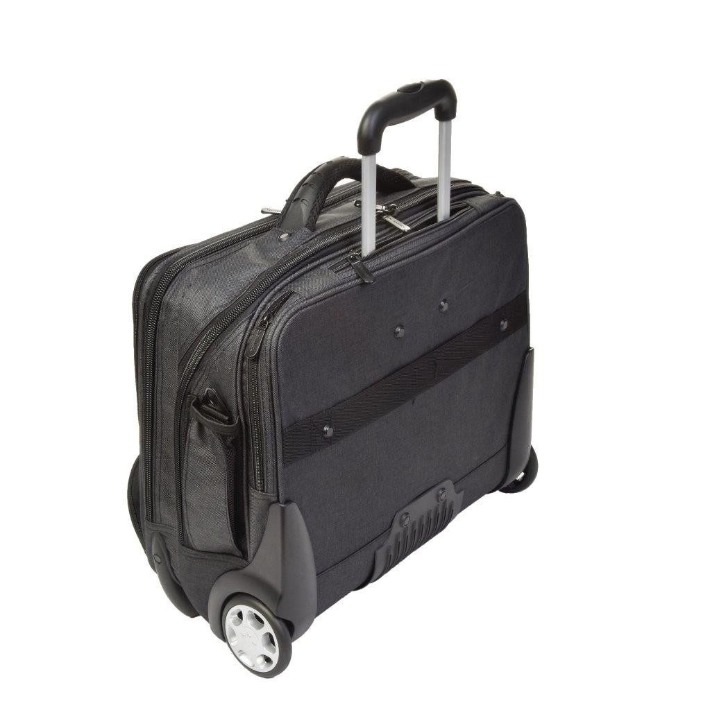 Dermata Business-Trolley Laptoptasche Pilotenkoffer mit Trolley / Rollen, vielseitig und robust, 2 Rollen
