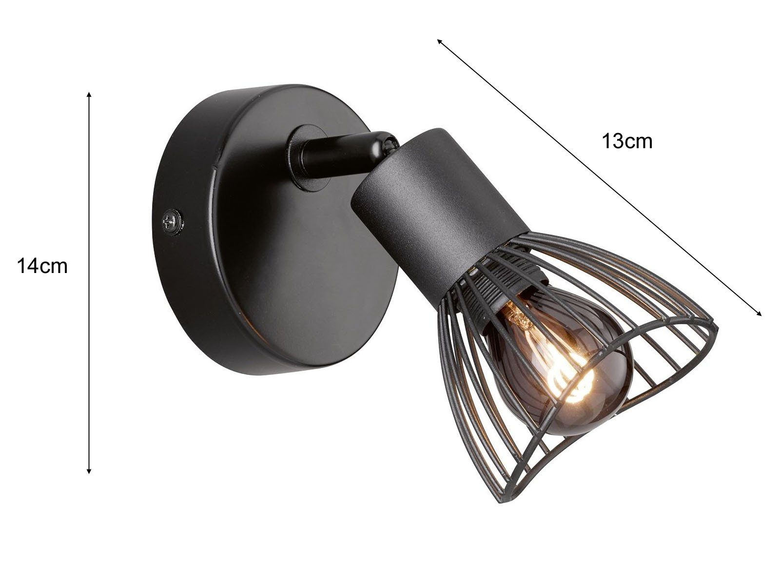 wechselbar, Bett Wandlampe Schalter, LED Nachttisch-lampe Schwarz easy! LED mit Warmweiß, innen, H:14cm Wandstrahler, FHL