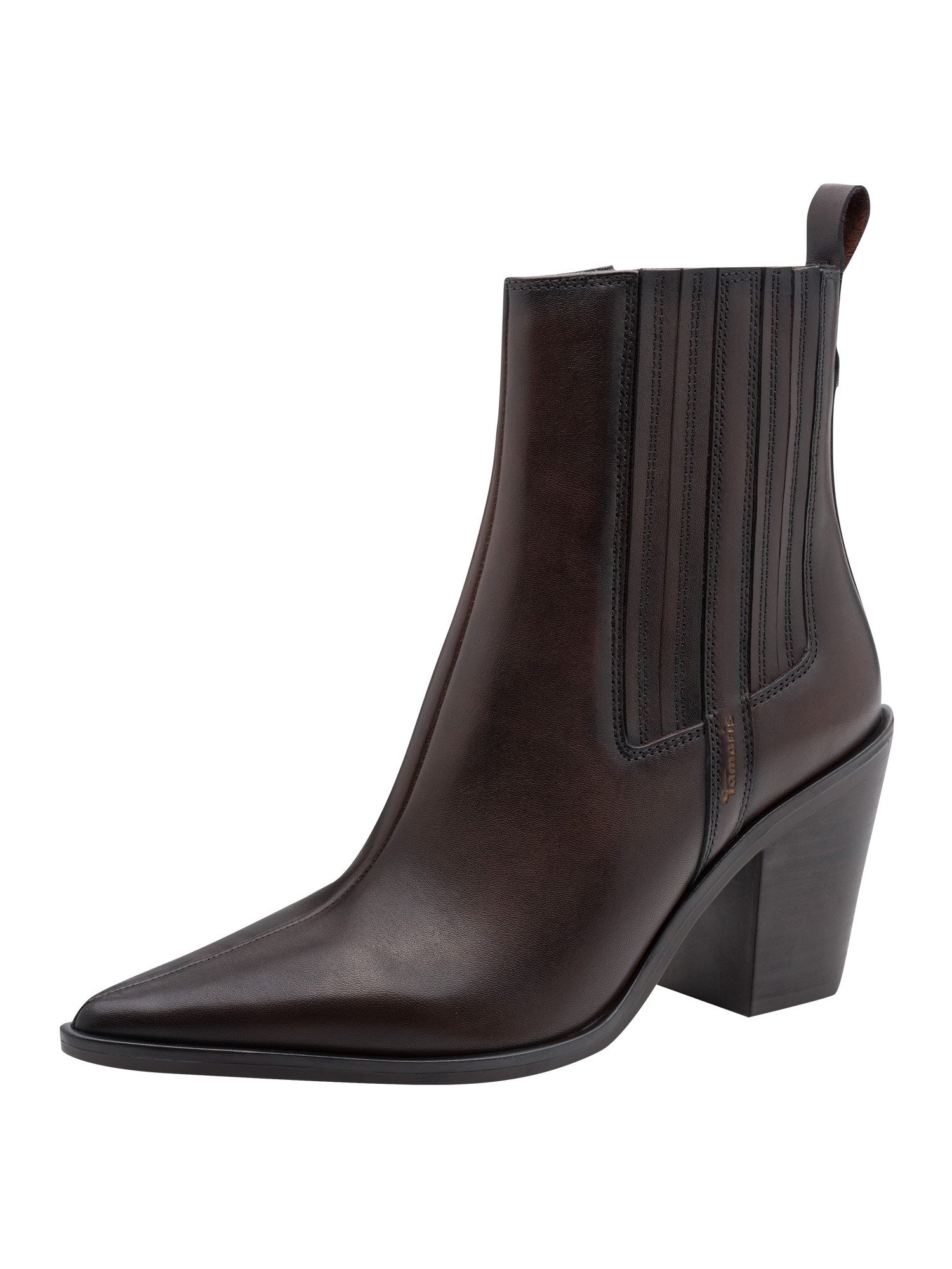 Tamaris ANTIslide, TOUCH-IT aus Leder Trichterabsatz Stiefelette ANTIslide