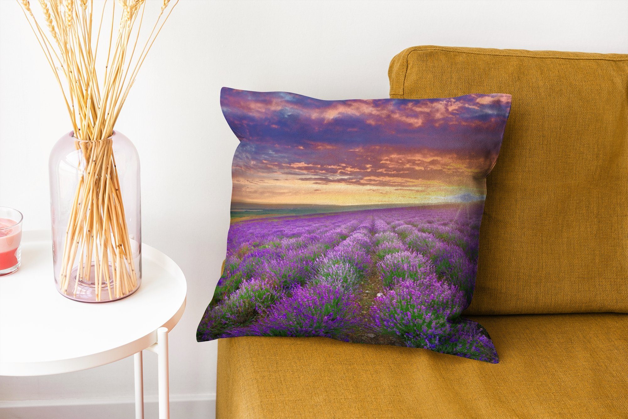 Lavendel Sofakissen für Deko, mit MuchoWow Zierkissen Dekokissen Wohzimmer, Frühling, Füllung - Schlafzimmer, - Wolken