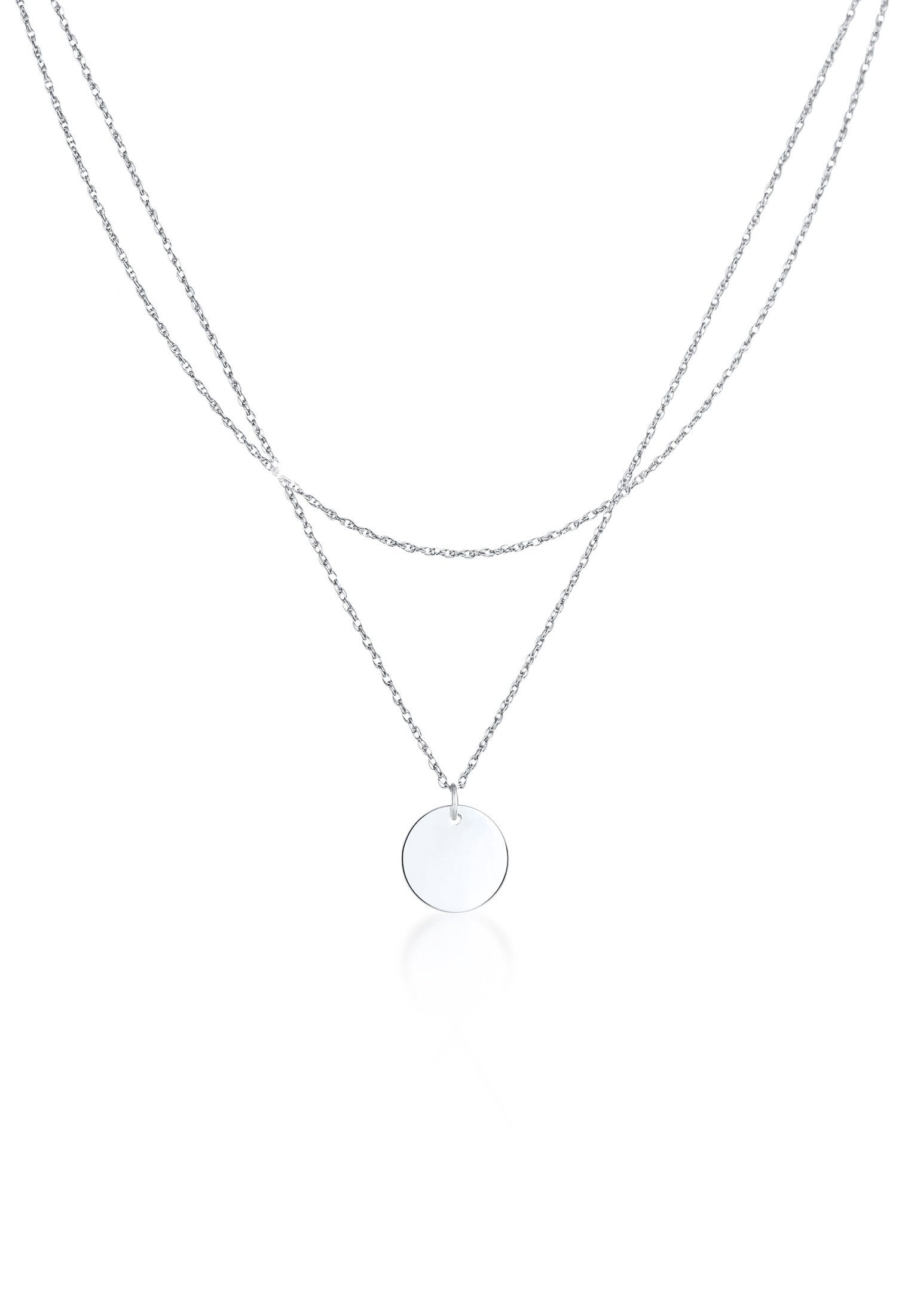 Elli Gliederkette Layering Plättchen Kreis Geo 925 Silber