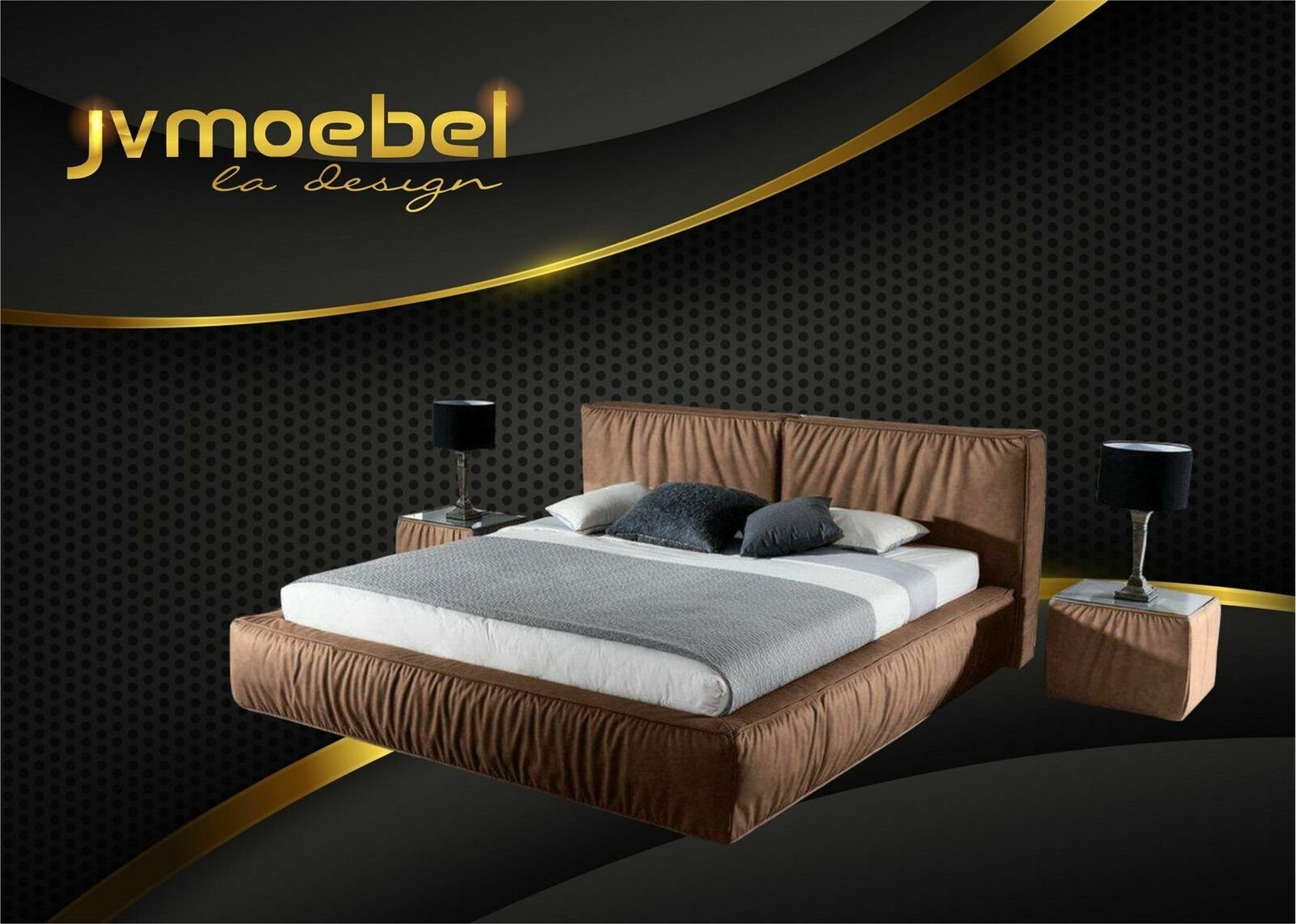 JVmoebel Bett, Luxus Designer Bett fürs Schlafzimmer Samt bezogen Möbel Betten Braun