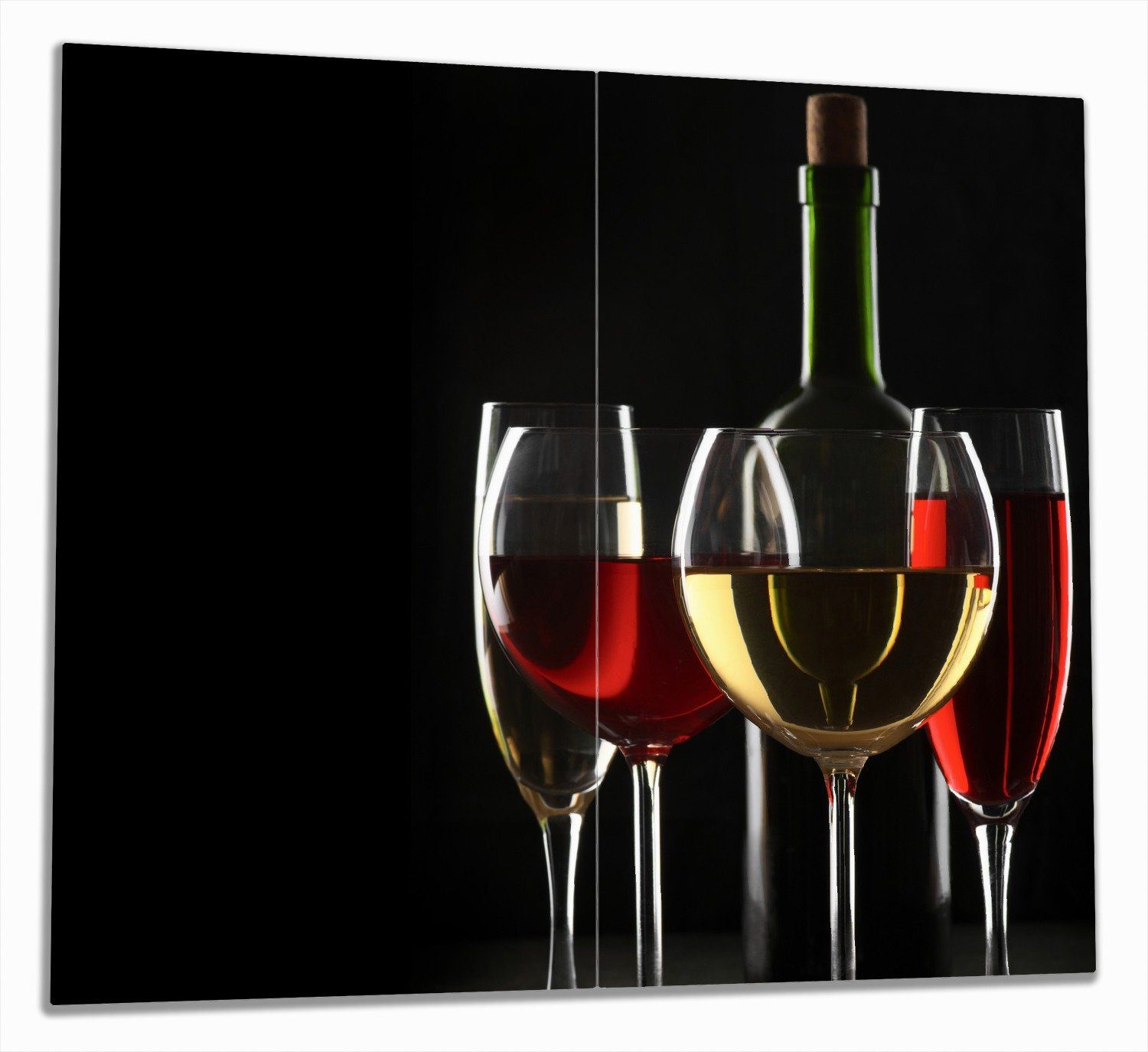 Wallario Herd-Abdeckplatte Weinverkostung am Abend, ESG-Sicherheitsglas, (Glasplatte, 2 tlg., inkl. 5mm Noppen), verschiedene Größen