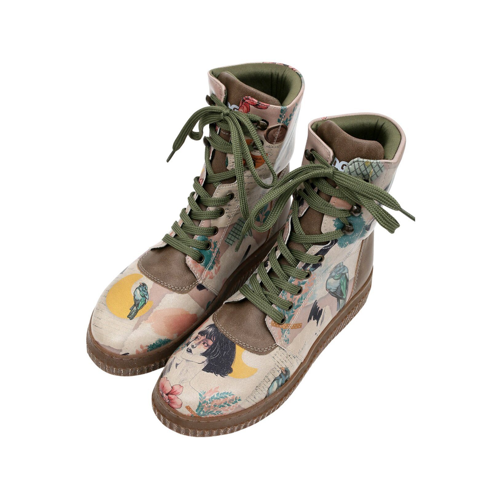DOGO Future High Top Boots Believe In Your Wings Damen Stiefeletten, Schnürboots Handgefertigt