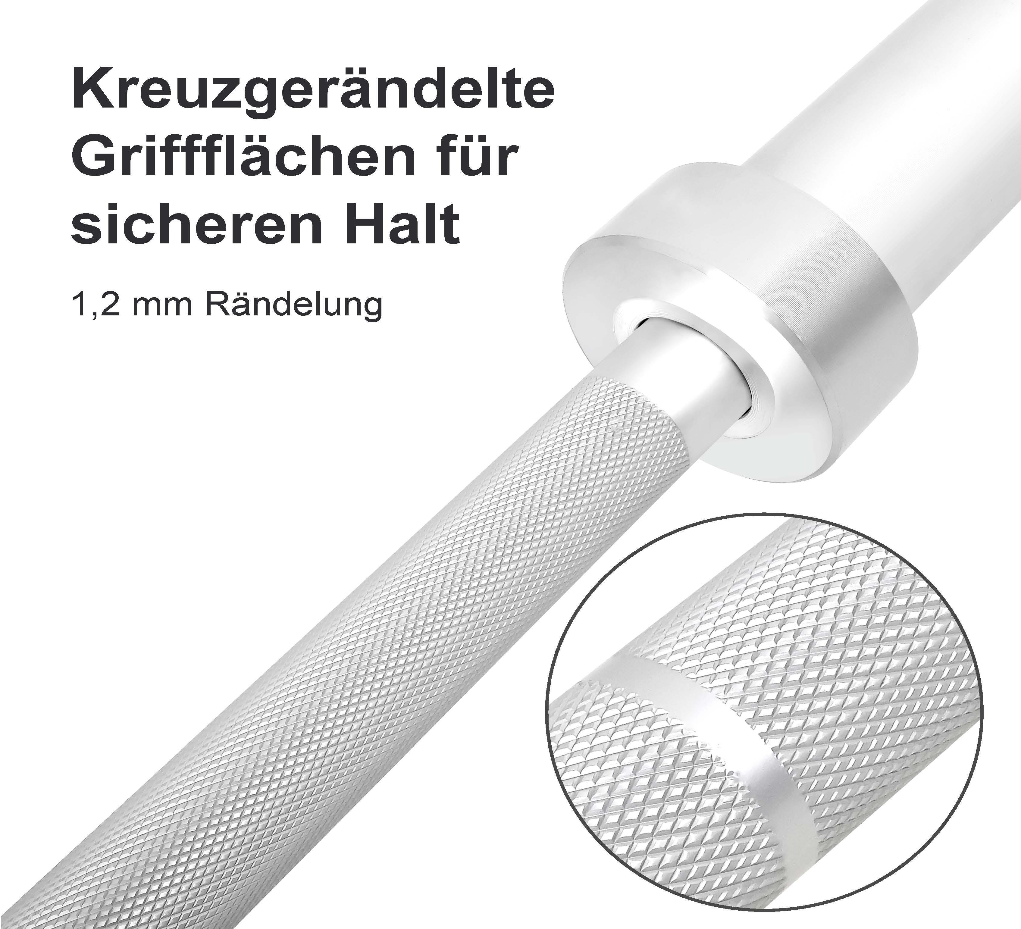 für 40kg leicht gerändelter wuuhoo mm, I bis 180cm 50 Aluminium 28mm Rollen Yoni 5kg olympisch 184 Anfänger cm, Übungsstange I gelagert Hantelstange Langhantelstange Spezial I Langhantelstange extrem Griff