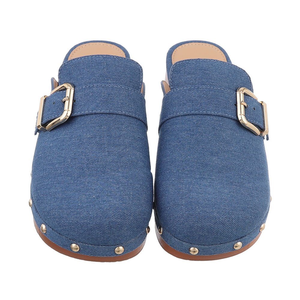 Ital-Design Damen Mules Boho/Hippie Plateausandaletten (85878209) Blockabsatz Sandalen & Sandaletten in Blau