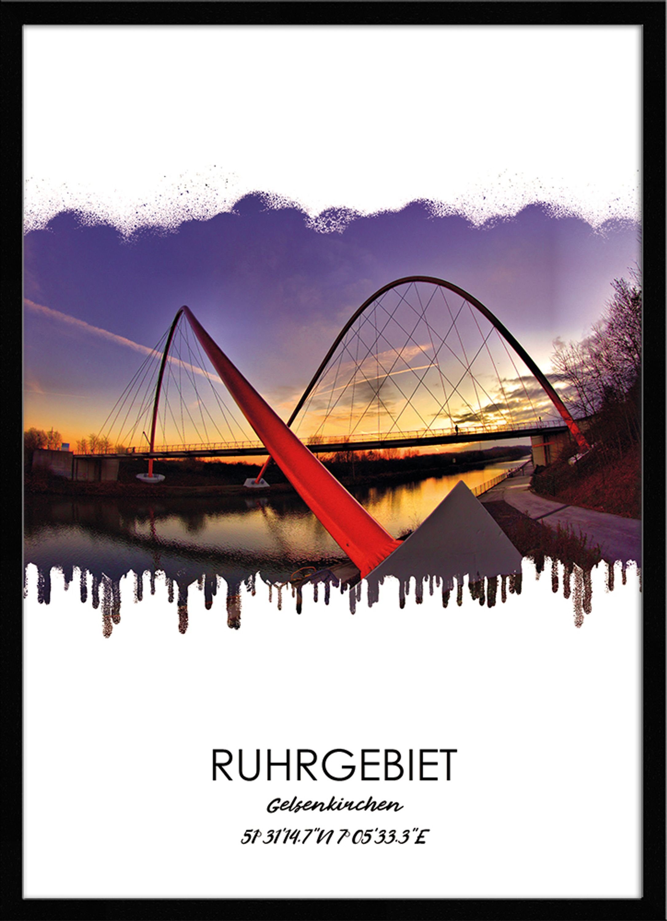 artissimo Bild mit Rahmen Bild gerahmt 51x71cm / Design-Poster mit Rahmen / Ruhrgebiet Schalke