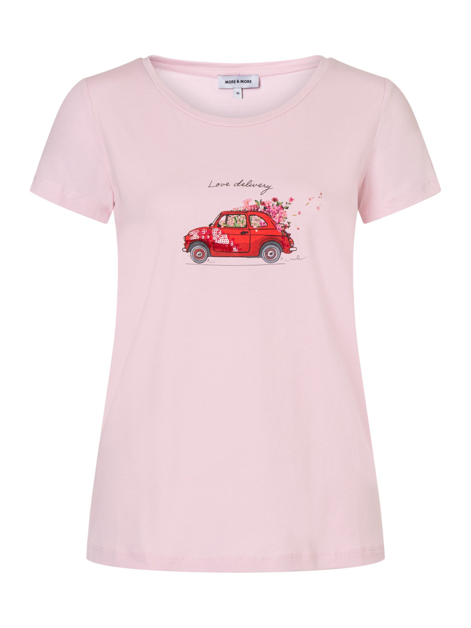 T-Shirt T-Shirt mit Frontprint und Pailletten