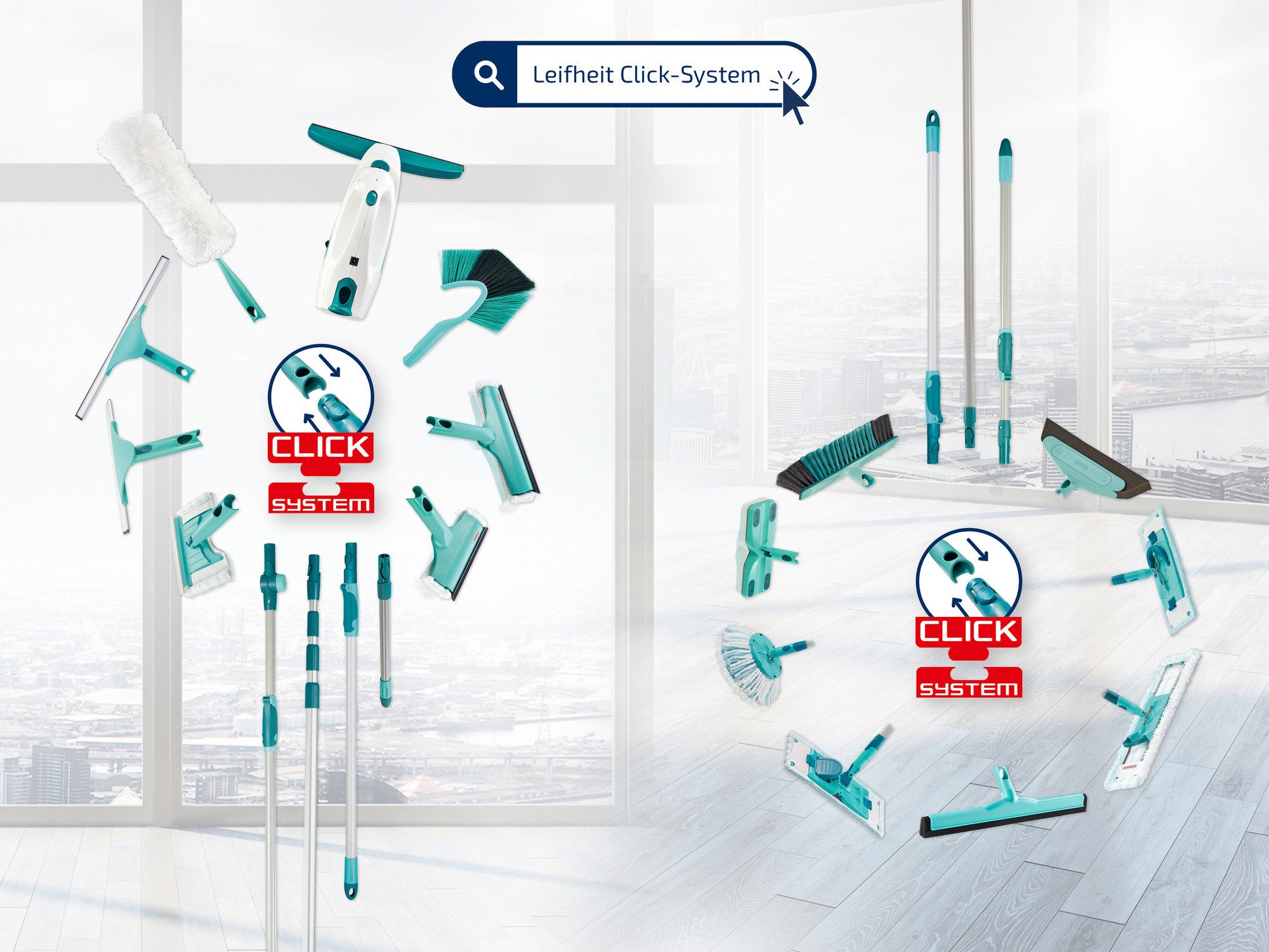 Leifheit Teleskopstiel Teleskopstiel 190 cm Click System mit Gelenk, (1-St) – Bild 2 von 5