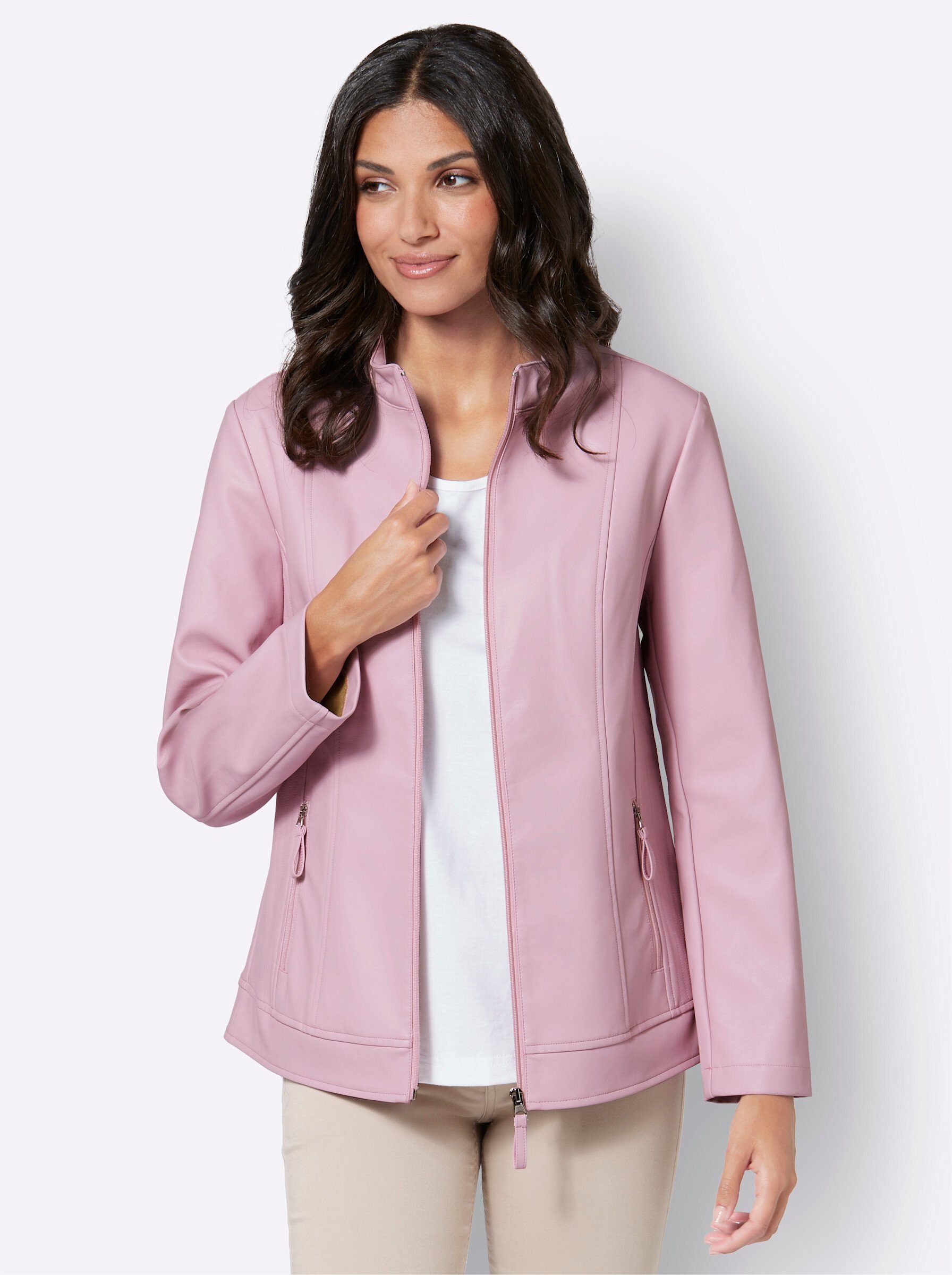 Sieh an! Allwetterjacke Lederimitatjacke . mit Stehkragen günstig online kaufen