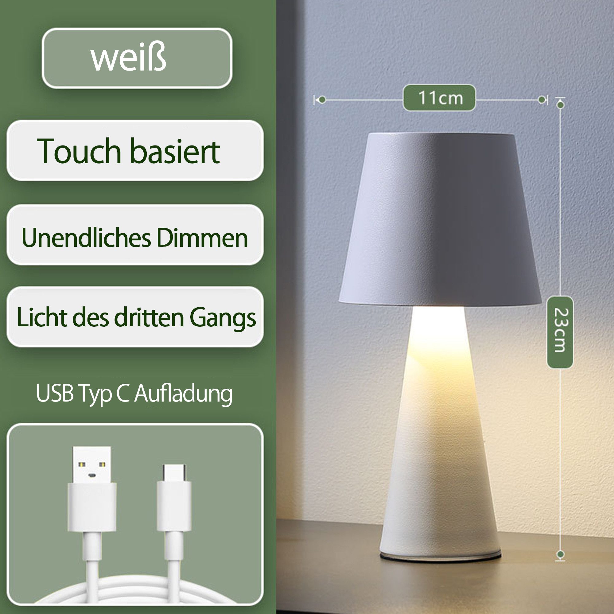 OYLCDI LED Nachttischlampe LED Akku Tischleuchte günstig online kaufen