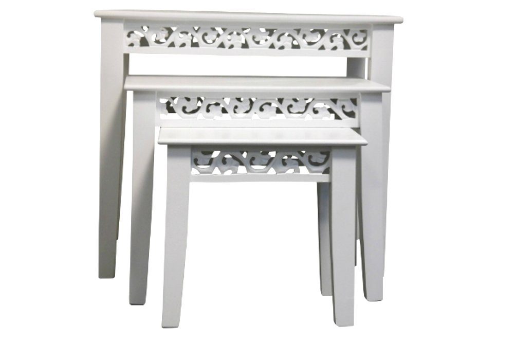 elbmöbel Beistelltisch Set (FALSCH), 3er Tisch 56x35x50 cm Beistelltisch Beistelltisch: 3x Landhausstil weiß weiß Landhaus