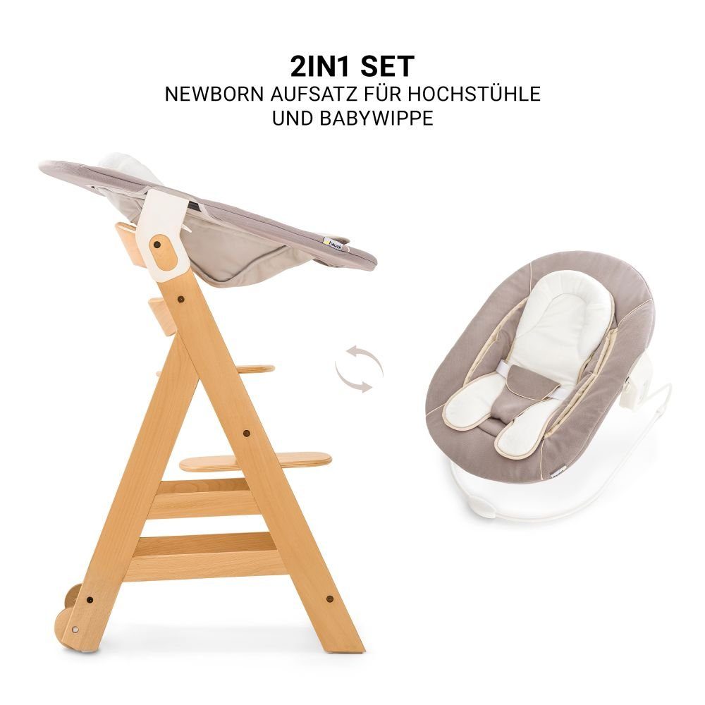Hauck Hochstuhl Beta Plus Natur - Newborn Set, Babystuhl ab Geburt inkl. Aufsatz für Neugeborene, Tisch, Sitzauflage – Bild 5 von 5