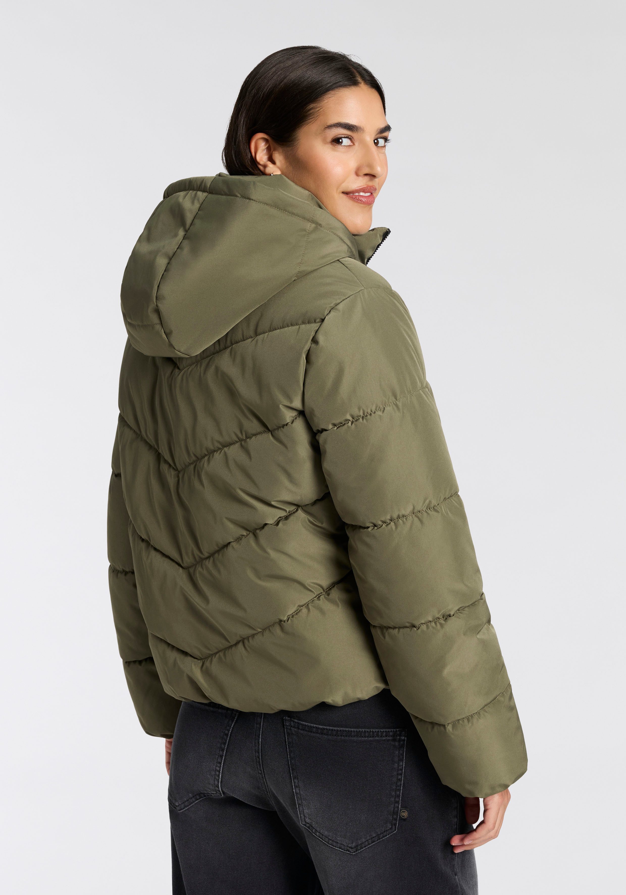 ONLY Steppjacke ONLCLARISA PUFFER HOOD JACKET CS OTW Kunstfaser, Steppware, Kapuze, elastische Bündchen