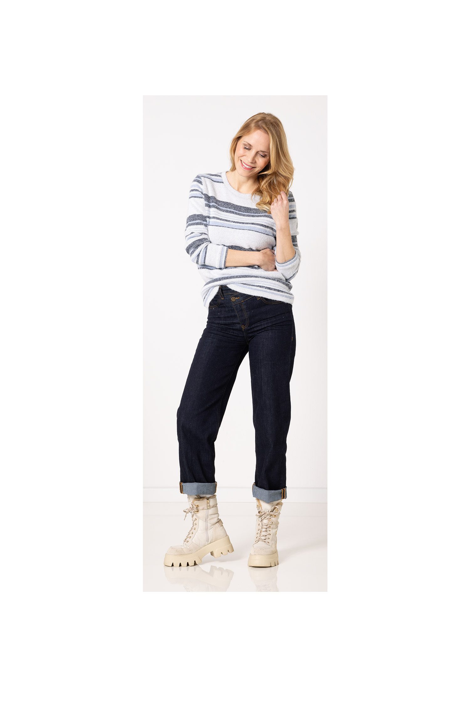 SER Sweatshirt Sweatshirt Ringel mit Federhaar W8250611