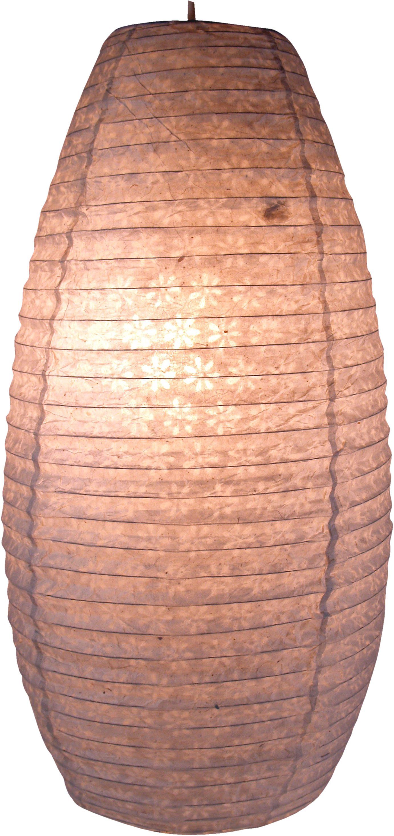 Guru-Shop Deckenleuchten Ovaler Lokta Papierlampenschirm, Hängelampe.., Leuchtmittel nicht inklusive natur/weiß
