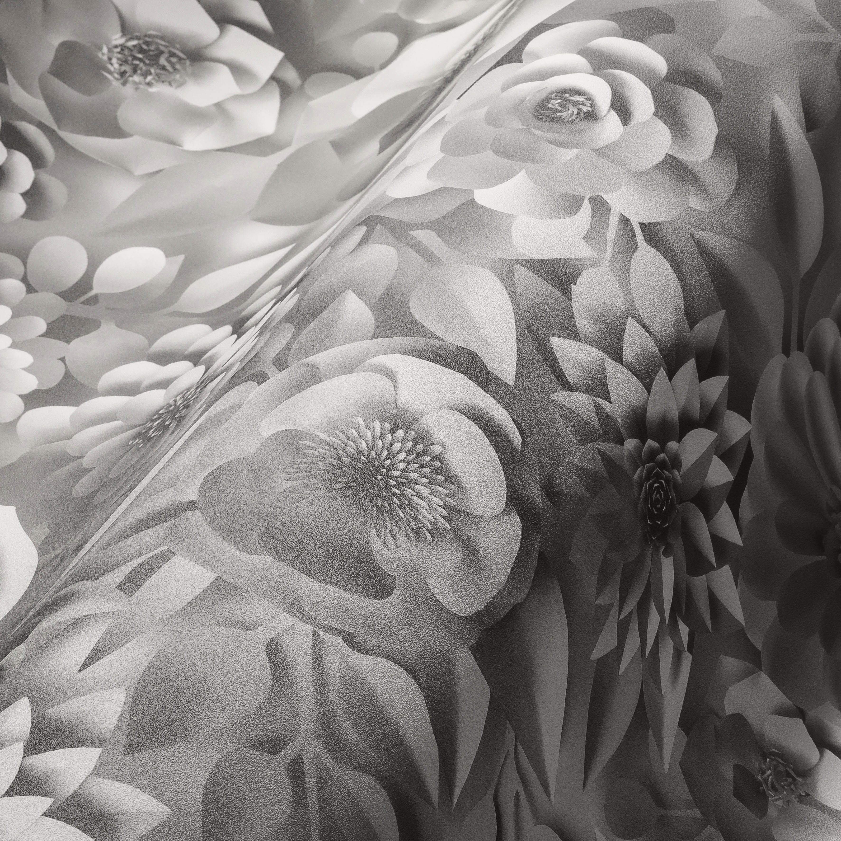 A.S. Création Vliestapete PintWalls (1 grau/weiß Blumenwand 3D Blumen matt, glatt, Optik, St)