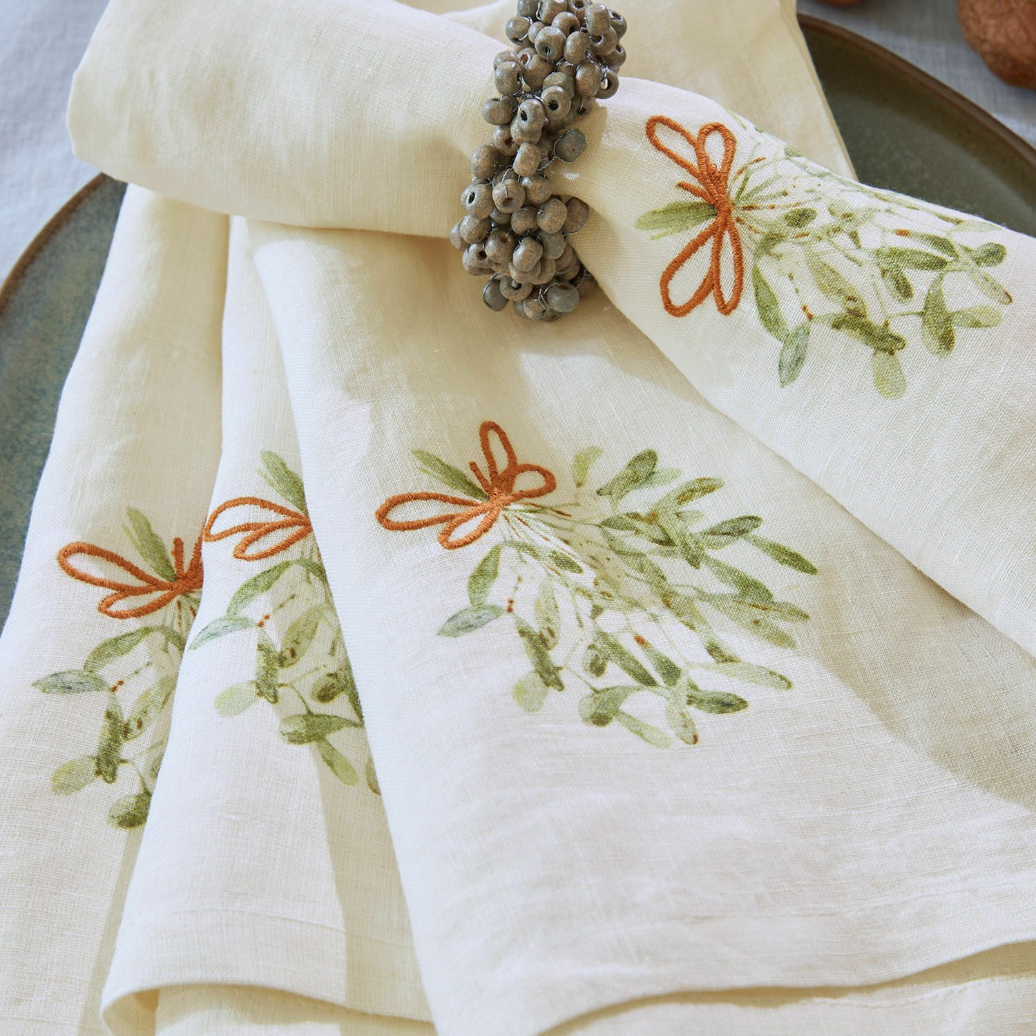 Mirabeau Stoffserviette Serviette 4er Set Mistletoe weiß/grün