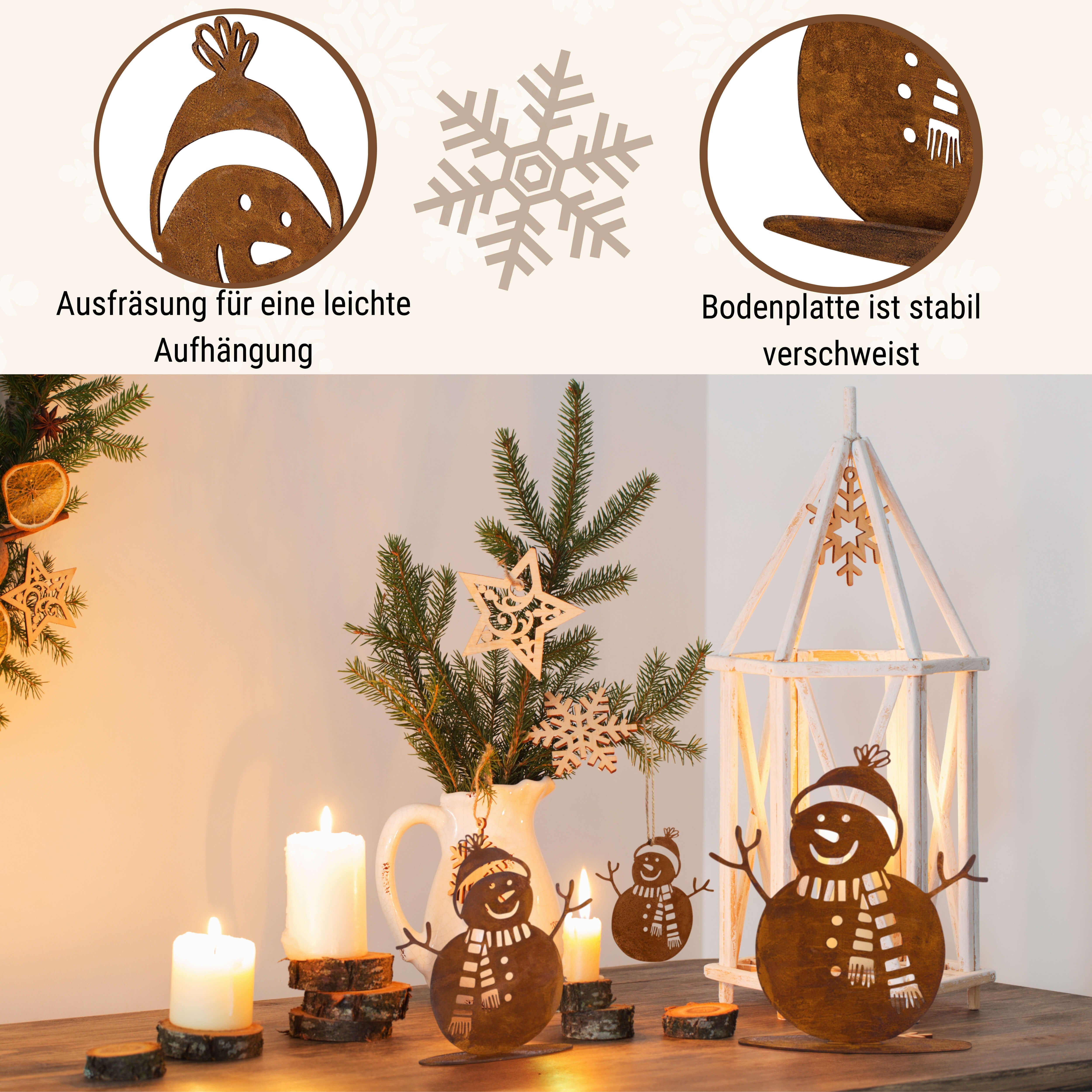 Rostikal Schneemann Rost Deko Metall (1 St), Winterdeko Edelrost Design, Handmade – Bild 5 von 5