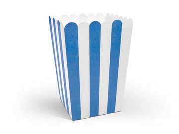 partydeco Dose, Popcorntüten gestreift 7,5x7,5x12,5 cm 6er Set blau weiß