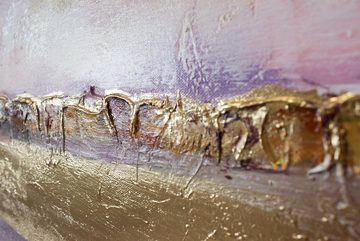 YS-Art Gemälde Sonnenschein, Abstrakt, Leinwand Bild Handgemalt Abstrakt Gold Lila