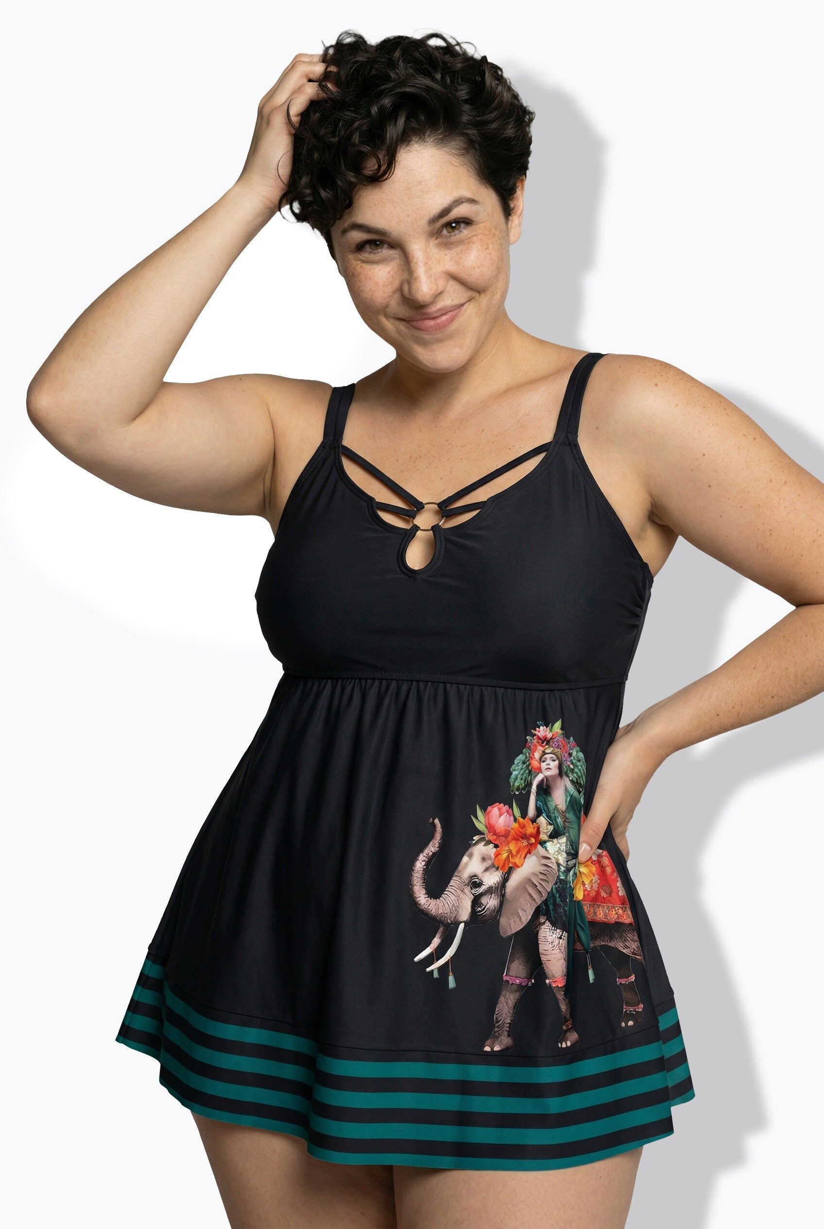 Ulla Popken Badekleid Badekleid Elefant Bügel Softcups recycelt