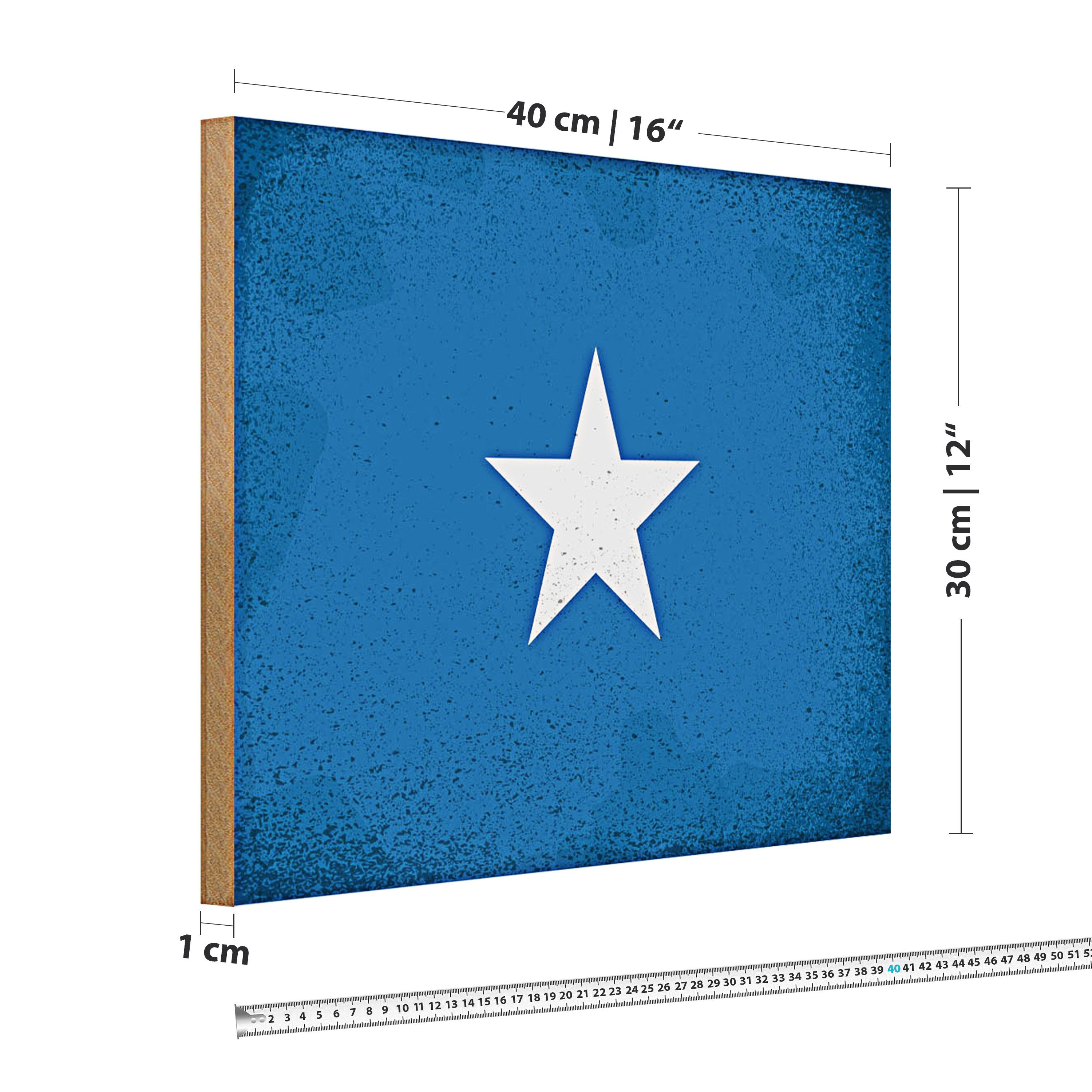 Roomando Holzbild Flagge Somalia 40x30cm Flag of Somalia Vintage